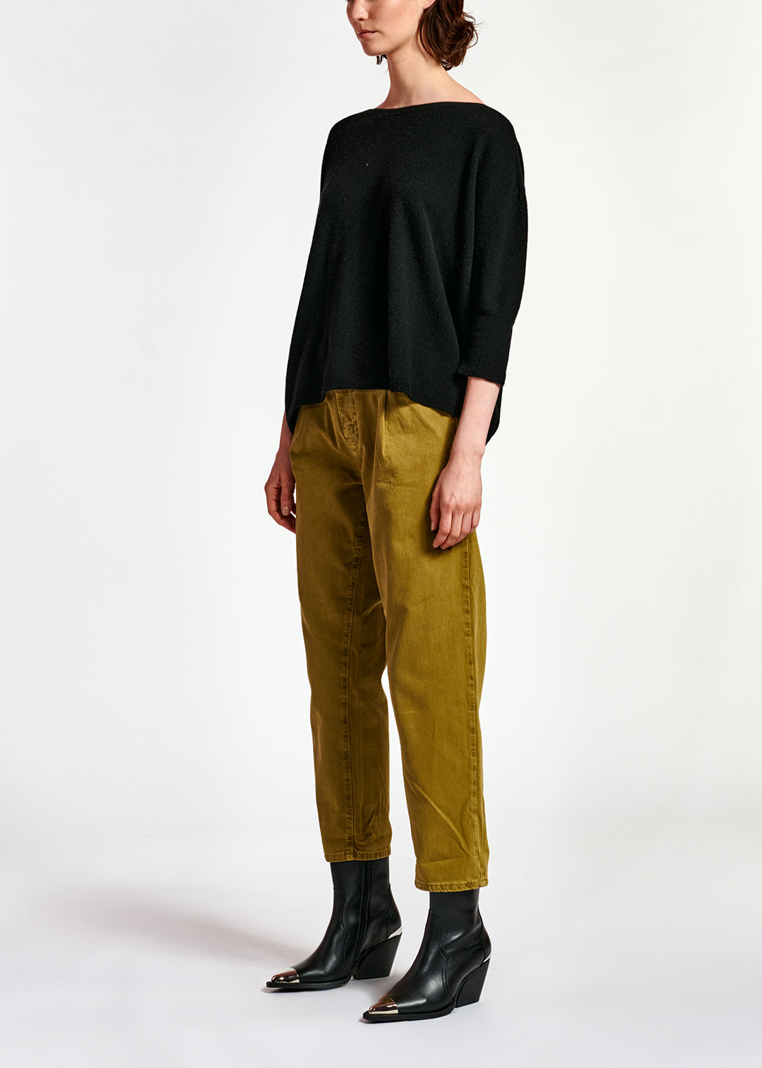 Legergroene jeans met hoge taille RE—SSENTIEL | Essentiel second hand