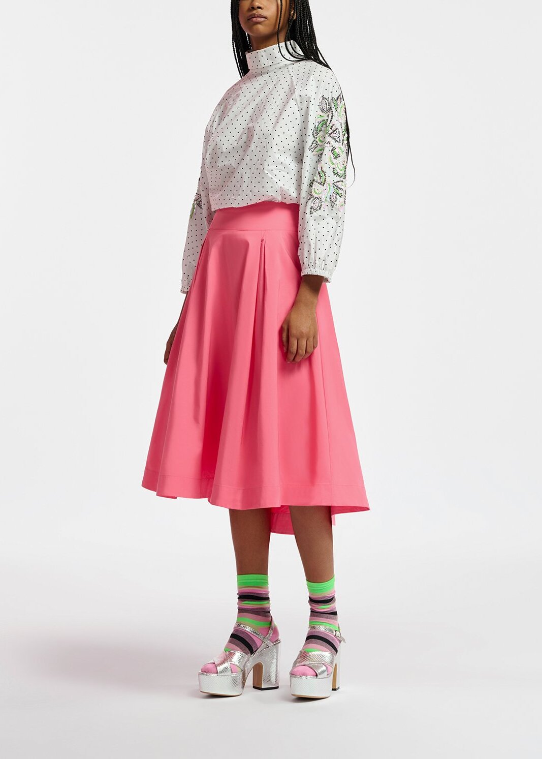 Pink pleated midi skirt RE—SSENTIEL | Essentiel second hand