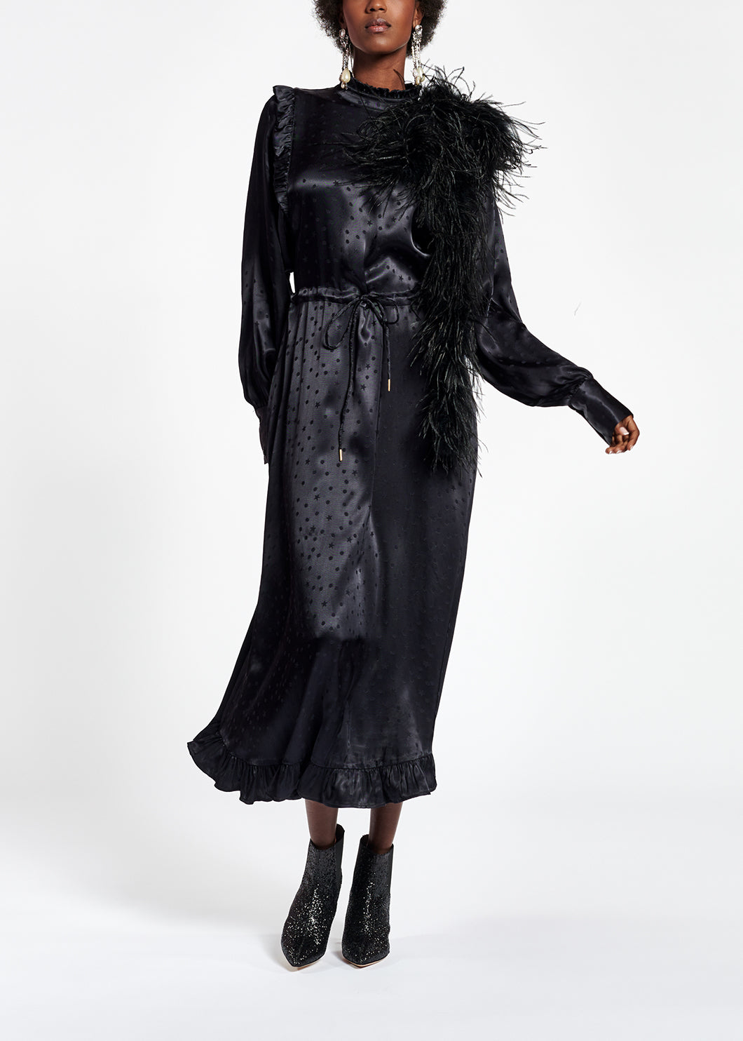 Robe midi noire en jacquard RE—SSENTIEL | Essentiel second hand