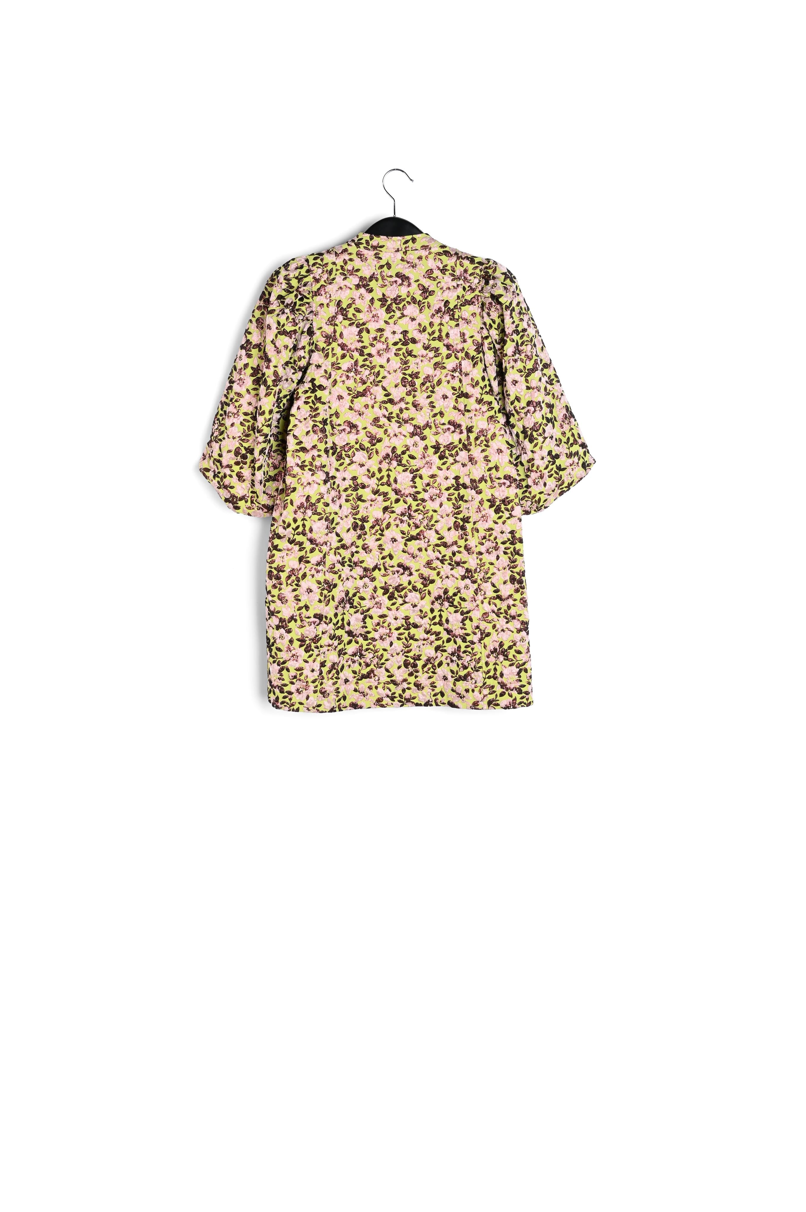 Green mini dress with metallic floral motif RE—SSENTIEL | Essentiel second hand