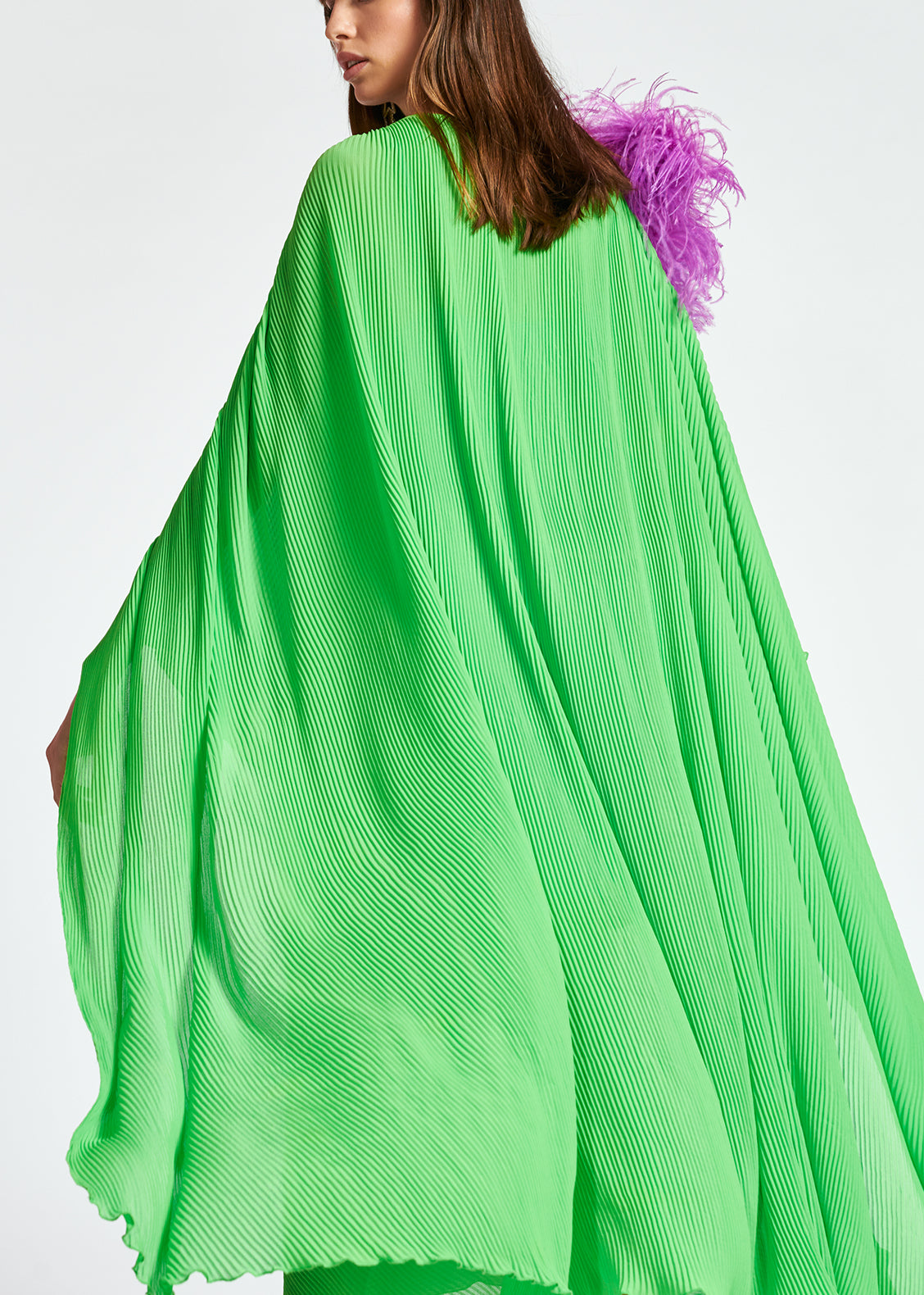 Robe caftan maxi vert vif à plis RE—SSENTIEL | Essentiel second hand
