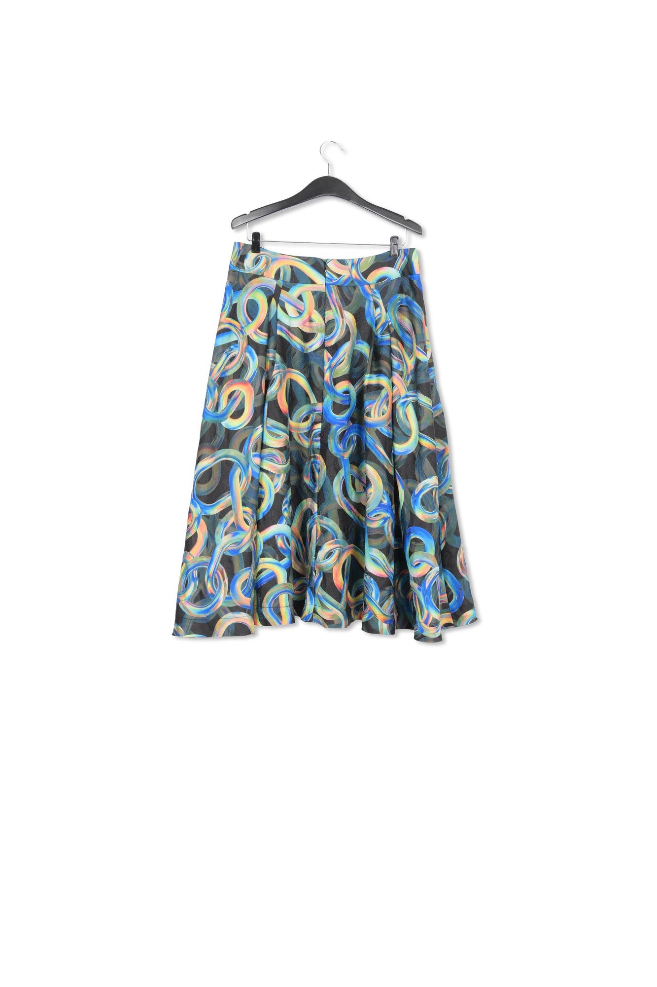 Black jacquard pleated midi skirt with abstract print RE—SSENTIEL | Essentiel second hand