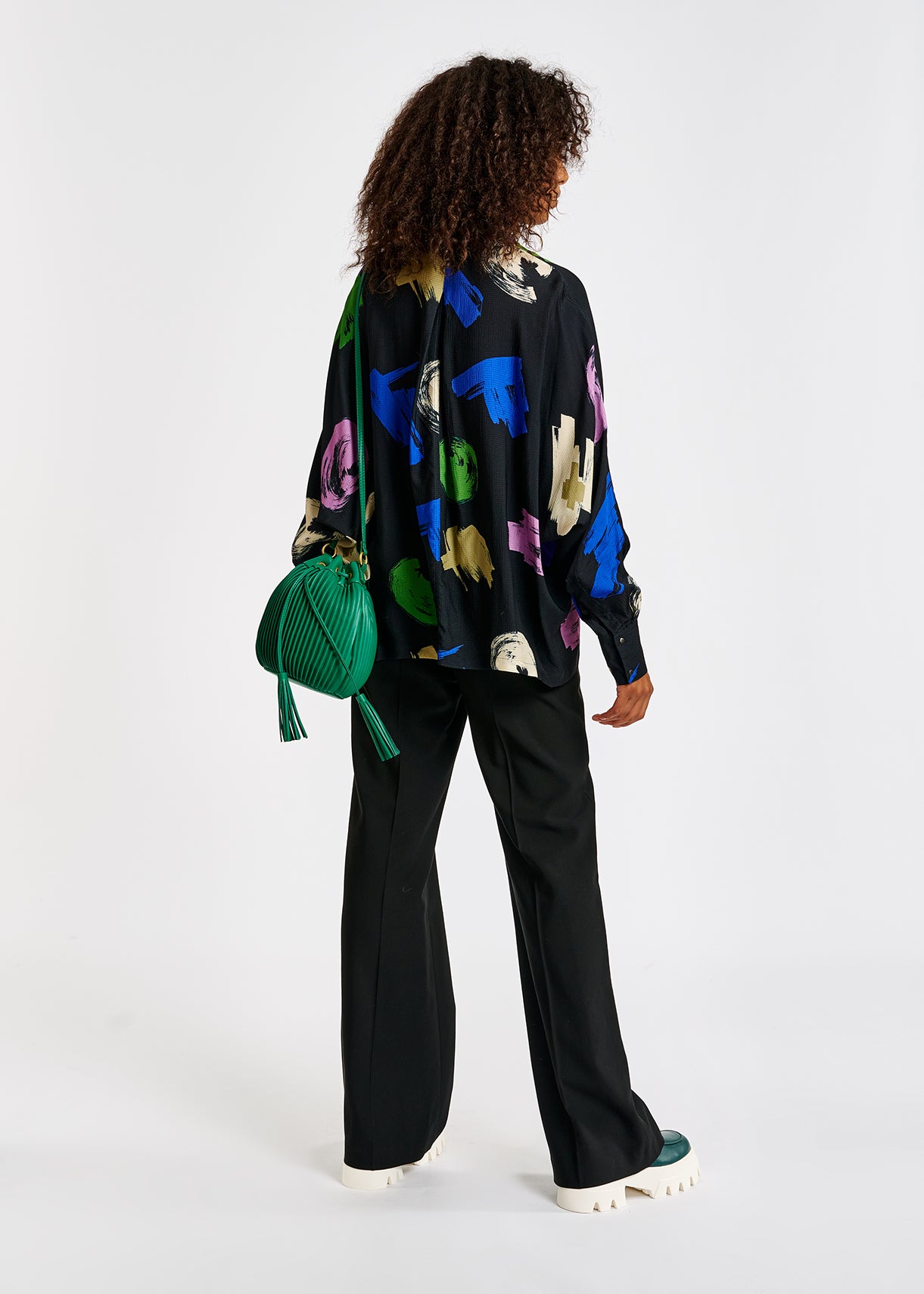 Marineblauw oversized hemd met print RE—SSENTIEL | Essentiel second hand