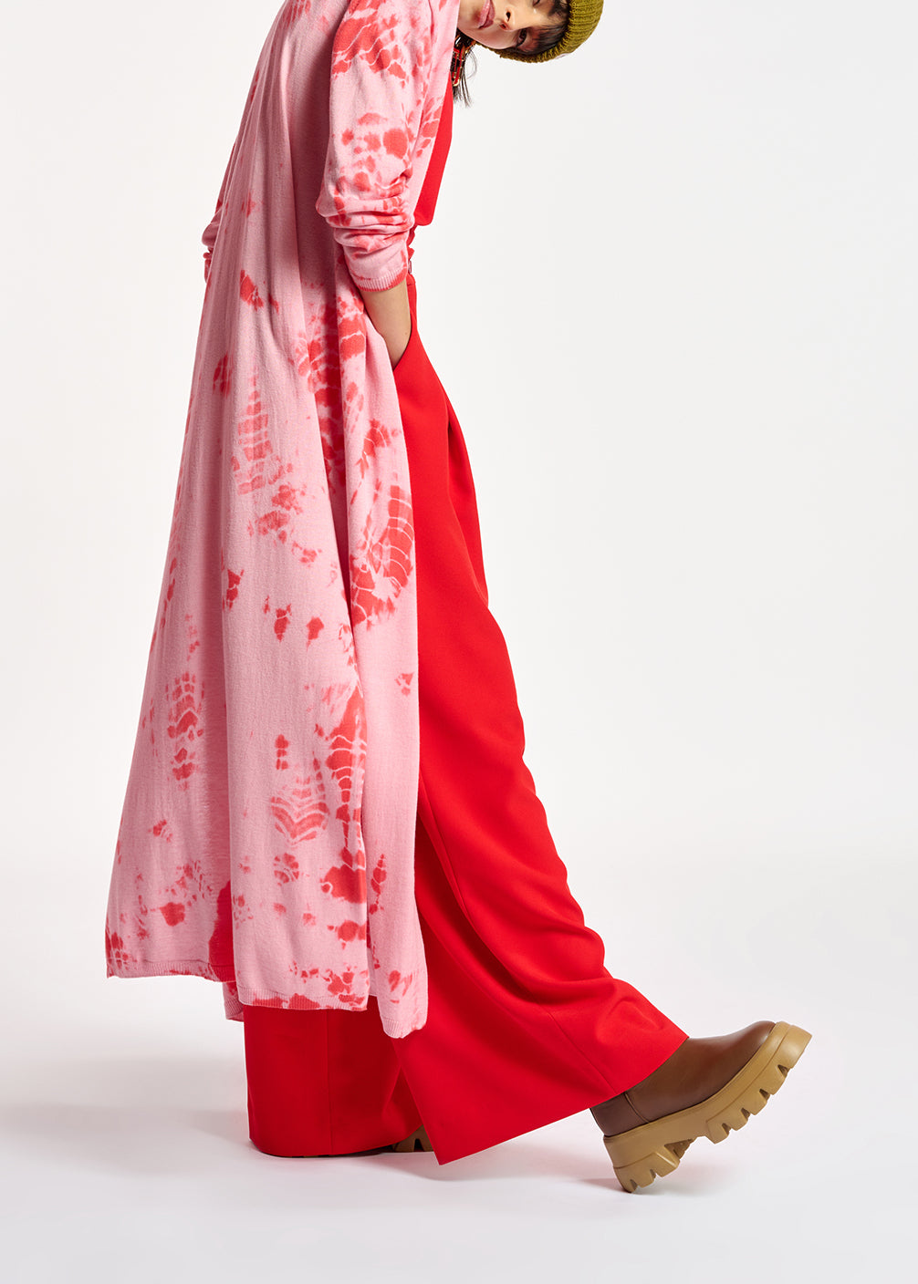 Long cardigan tie-dye rose et rouge RE—SSENTIEL | Essentiel second hand
