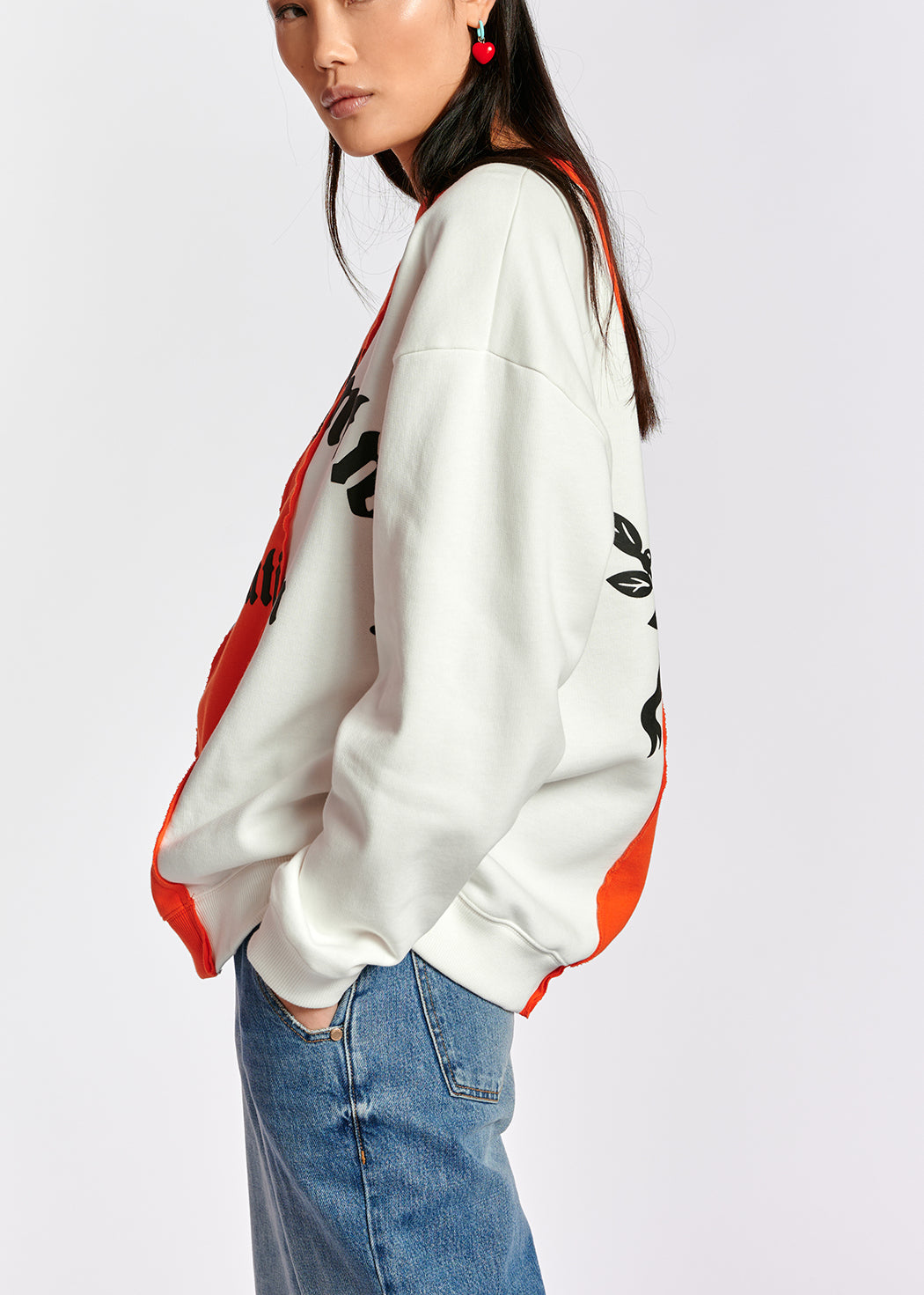 Light blue, orange and white patchwork sweatshirt RE—SSENTIEL | Essentiel second hand