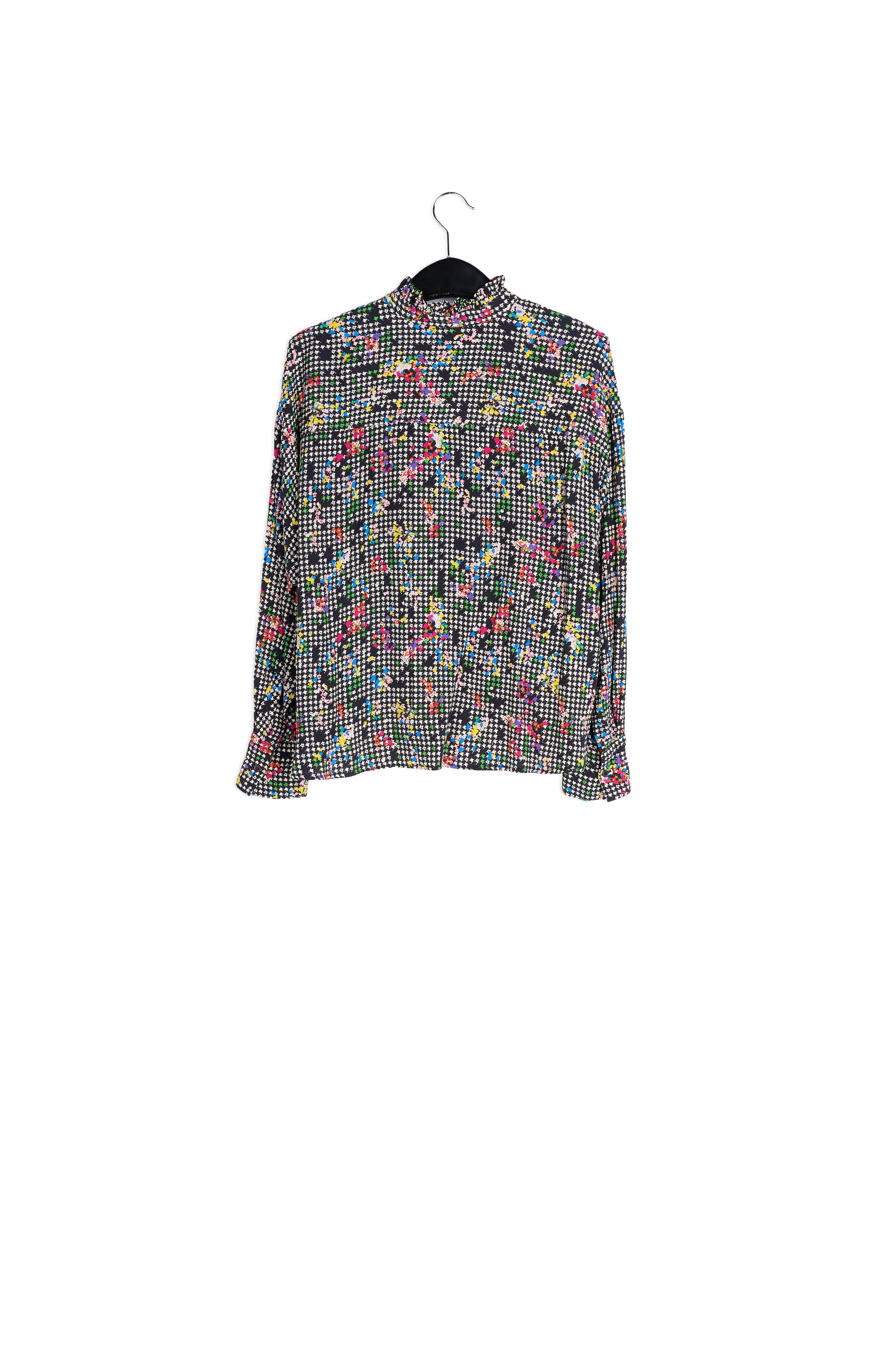 Black and white boxy shirt with frilled collar RE—SSENTIEL | Essentiel second hand