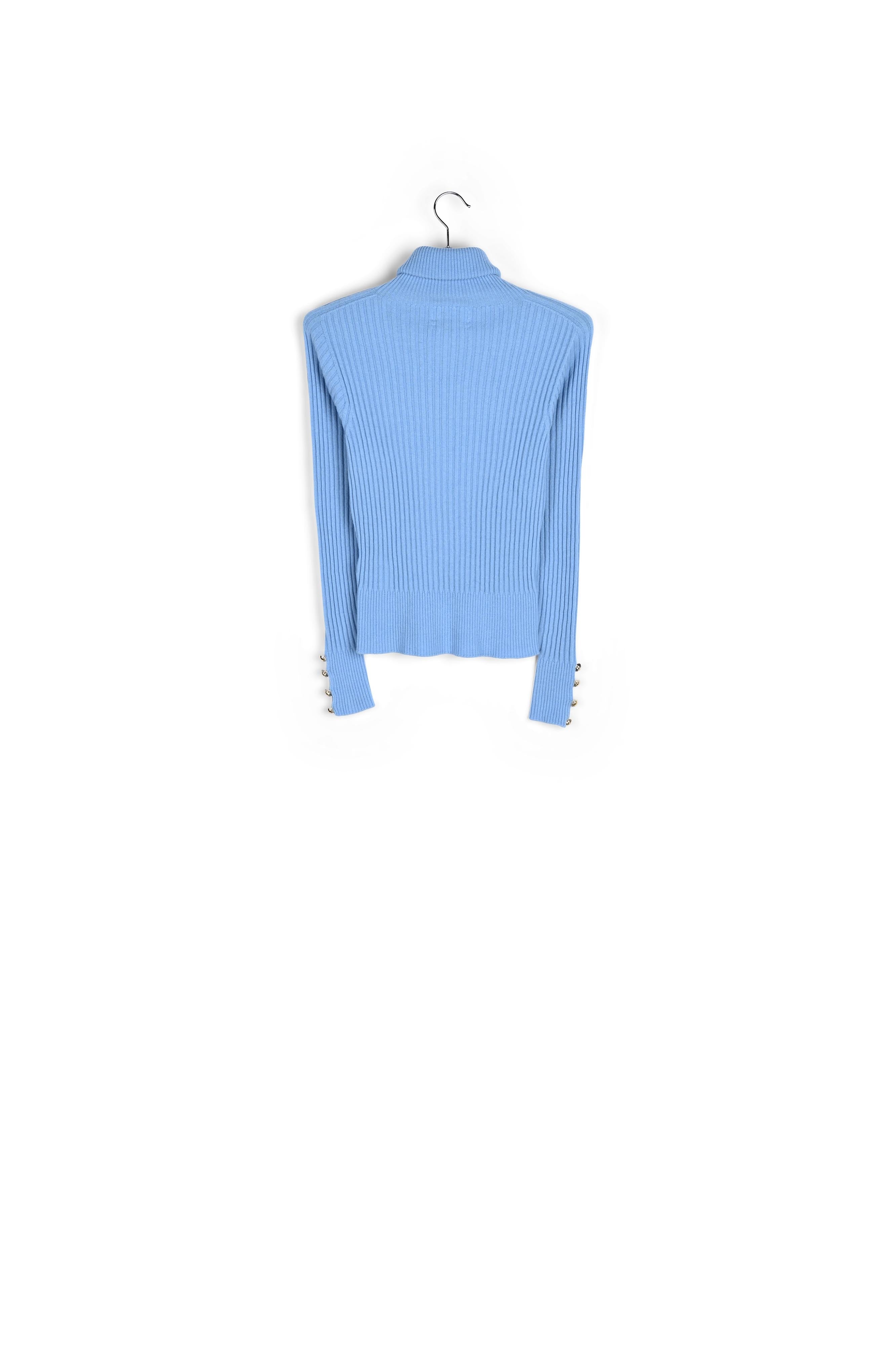 Blue rib-knitted turtleneck sweater RE—SSENTIEL | Essentiel second hand