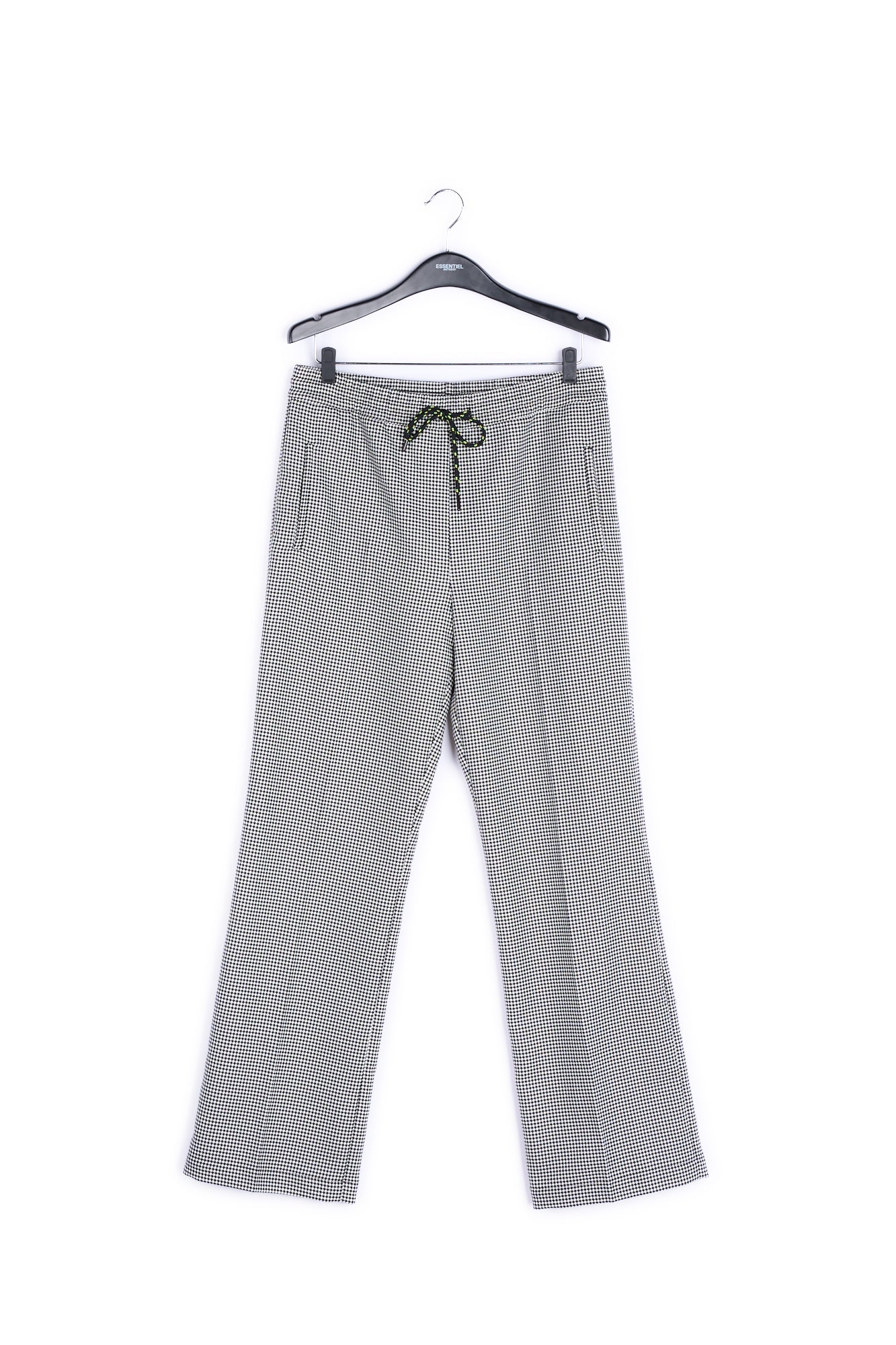 Black and off-white houndstooth pants with drawstring RE—SSENTIEL | Essentiel second hand
