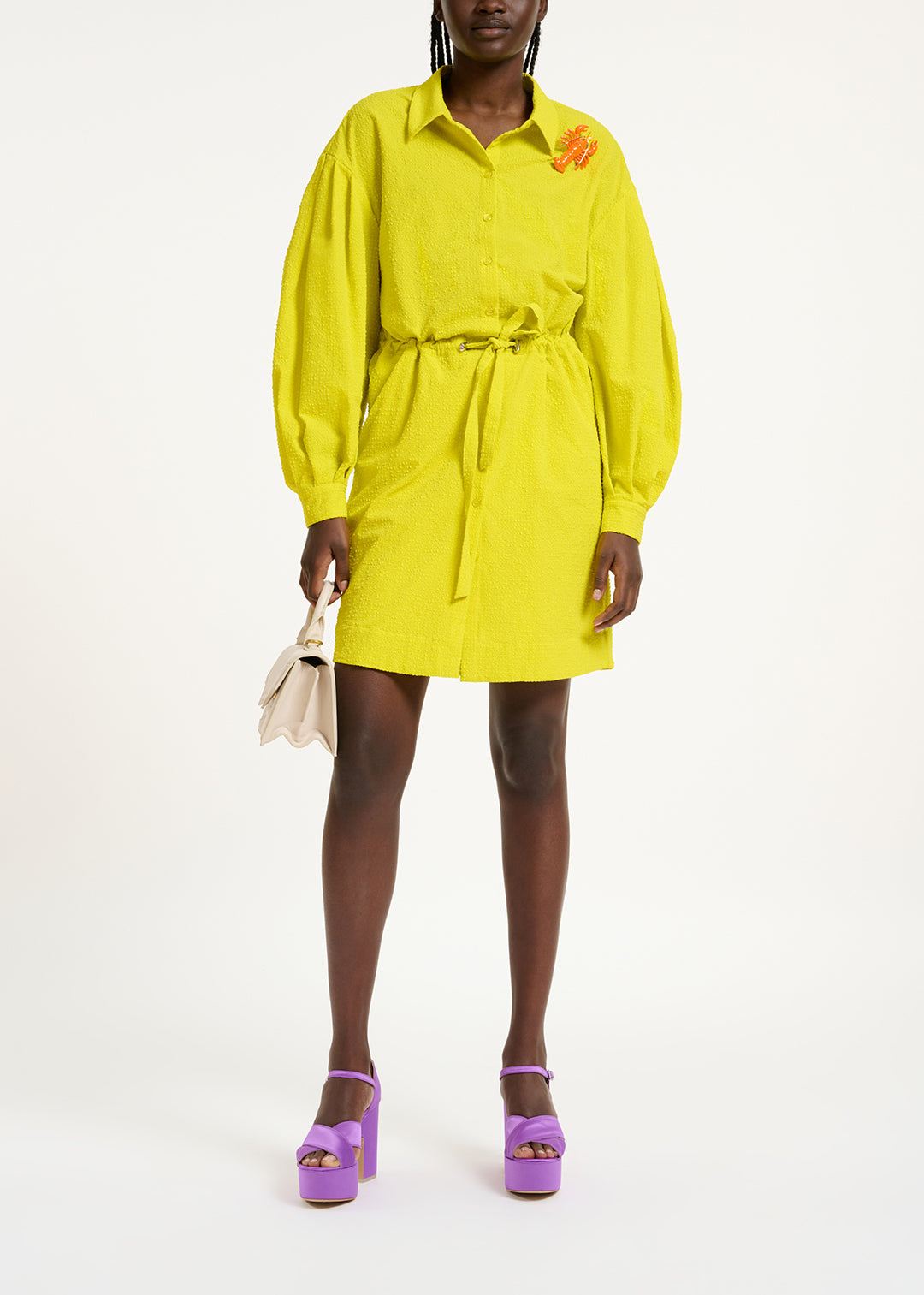 Yellow mini dress with voluminous sleeves RE—SSENTIEL | Essentiel second hand
