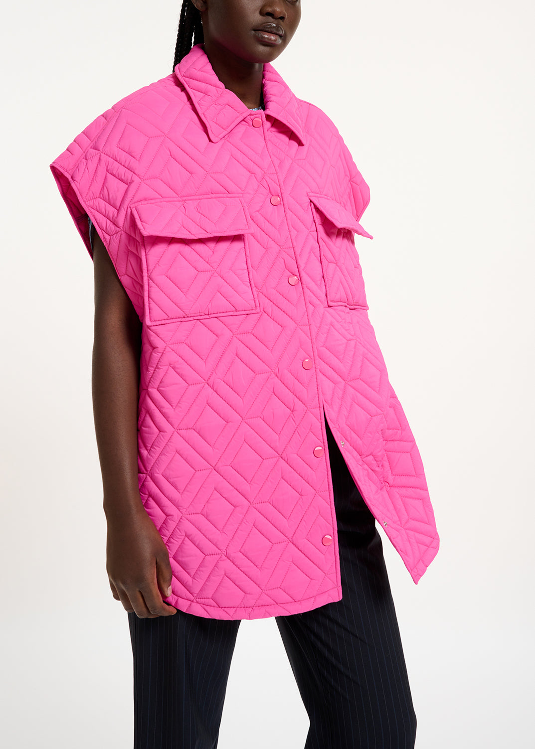 Fuchsia quilted vest RE—SSENTIEL | Essentiel second hand