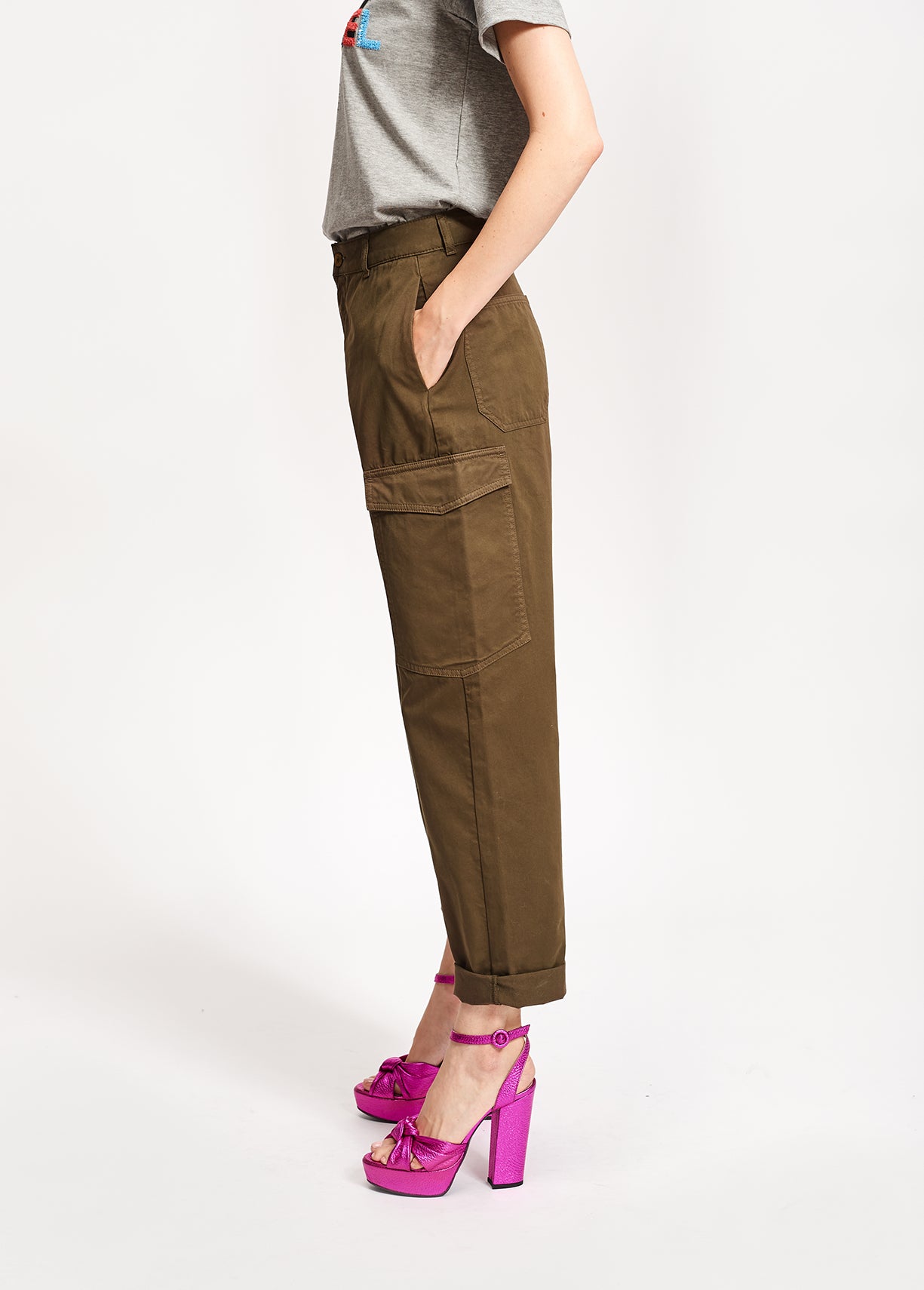 Pantalon treillis vert armé en coton RE—SSENTIEL | Essentiel second hand