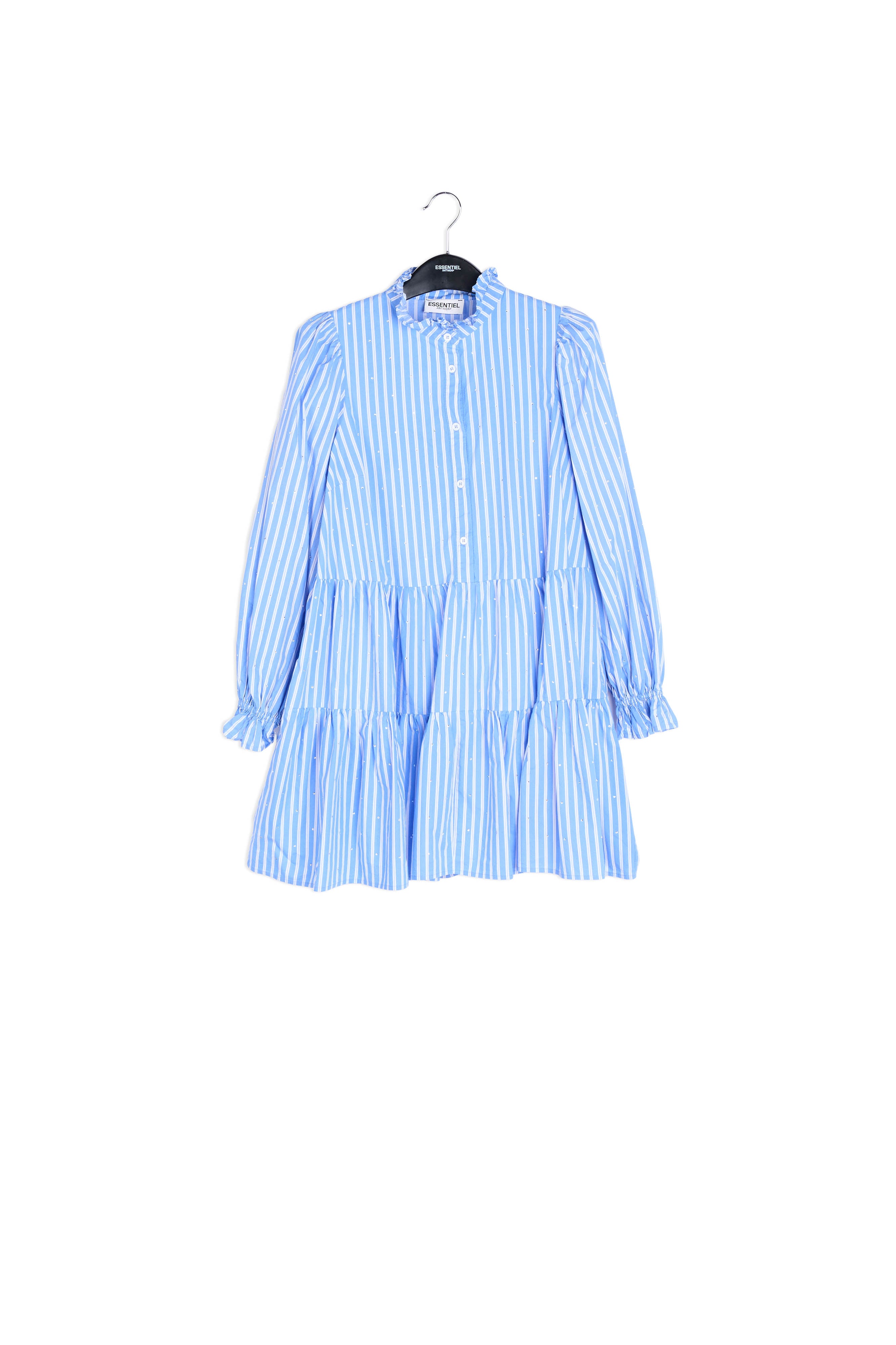 Light blue striped cotton-poplin mini dress RE—SSENTIEL | Essentiel second hand