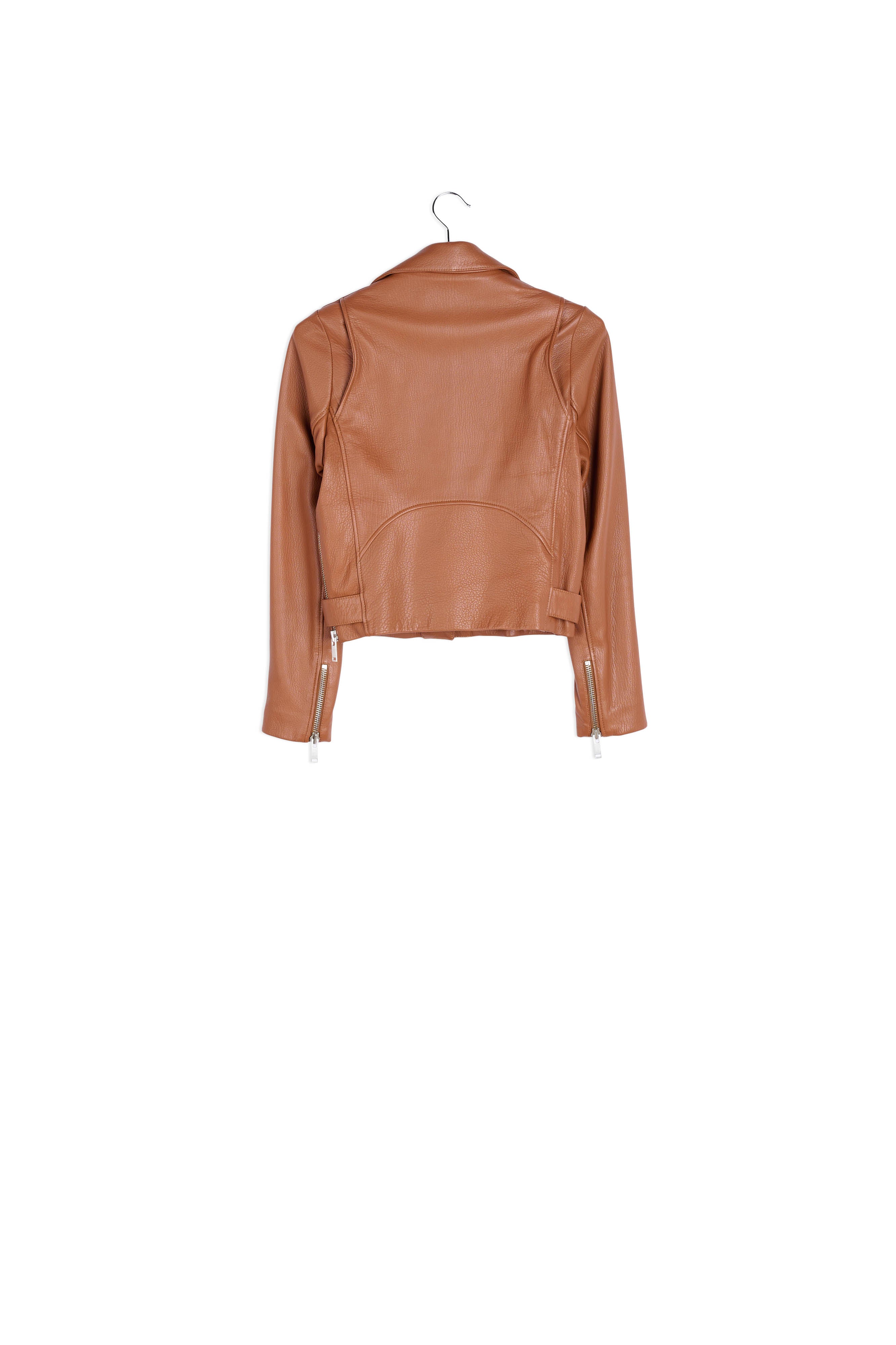 Brown leather biker jacket RE—SSENTIEL | Essentiel second hand