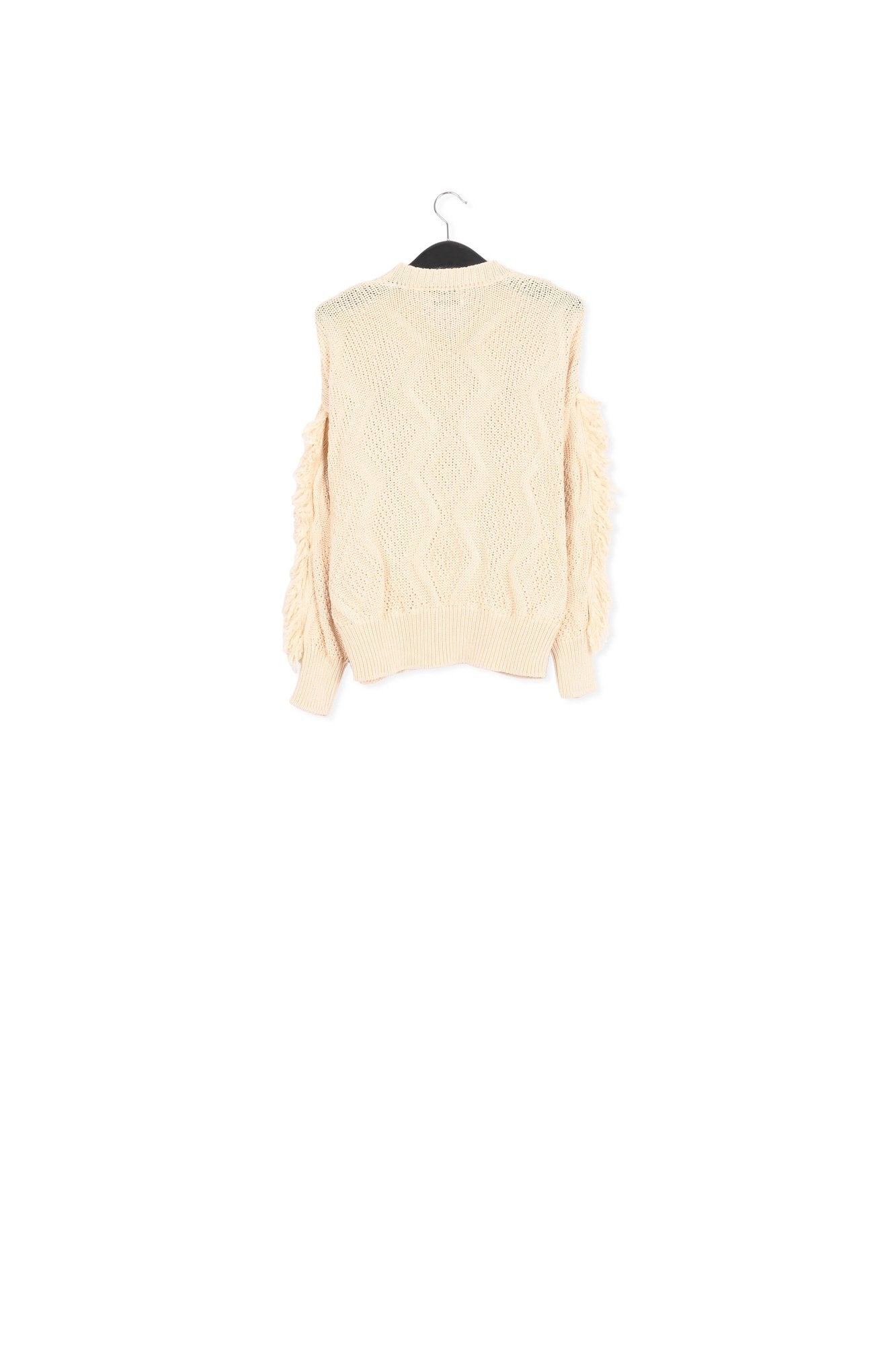 Ecru organic cotton knit sweater with fringes RE—SSENTIEL | Essentiel second hand