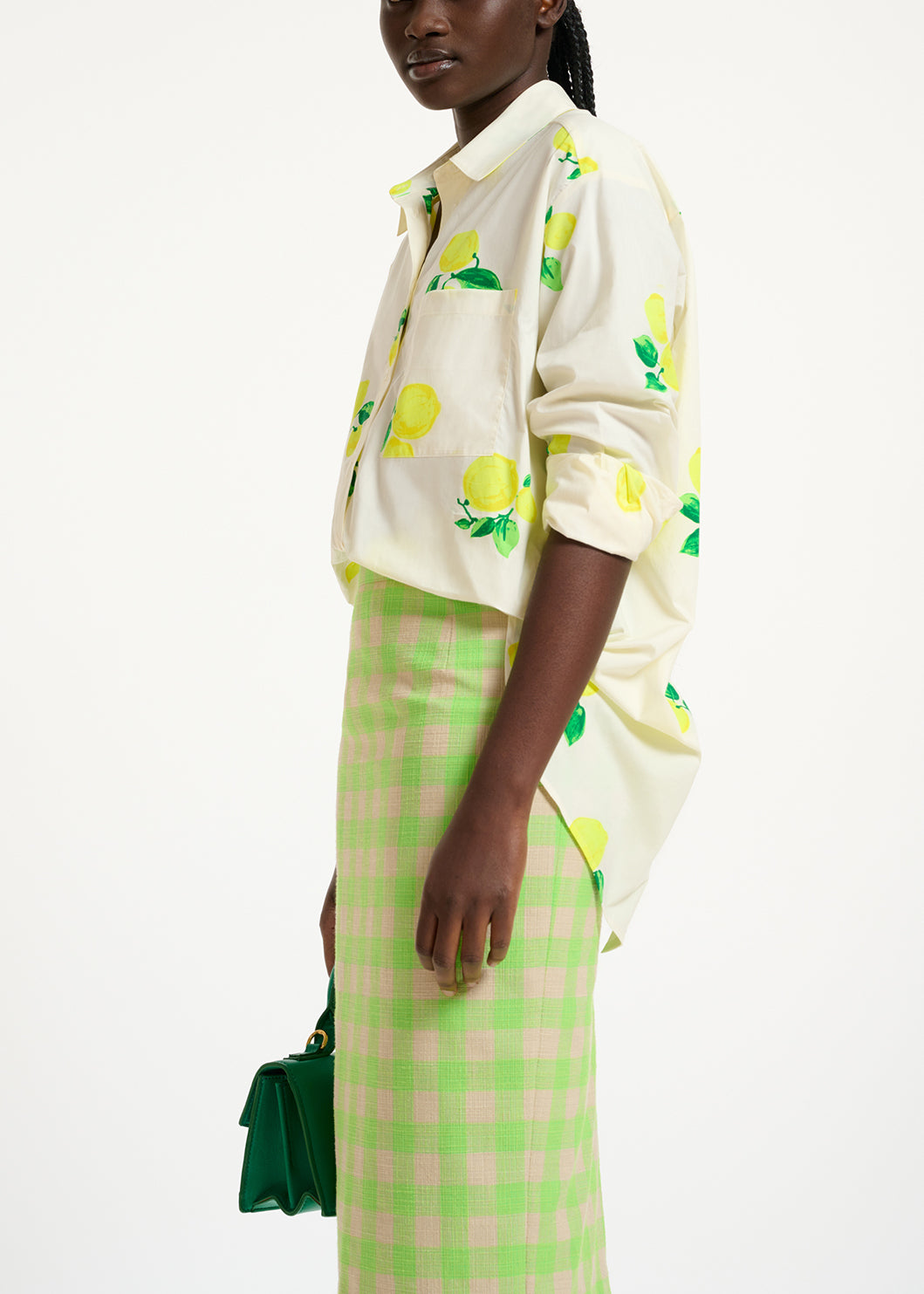 White cotton shirt with lemon print RE—SSENTIEL | Essentiel second hand