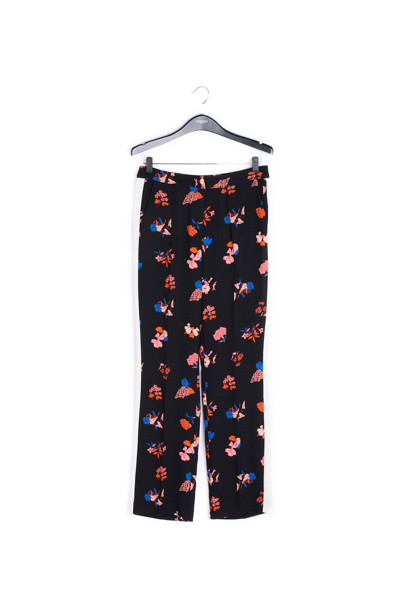 Black straight leg pants with flower print RE—SSENTIEL | Essentiel second hand
