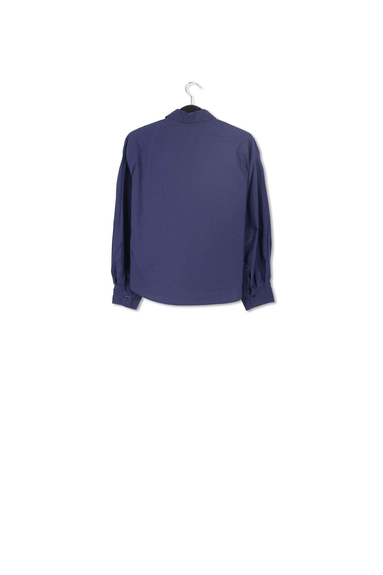 Navy blue cotton shirt with sequin and beaded embroideries RE—SSENTIEL | Essentiel second hand