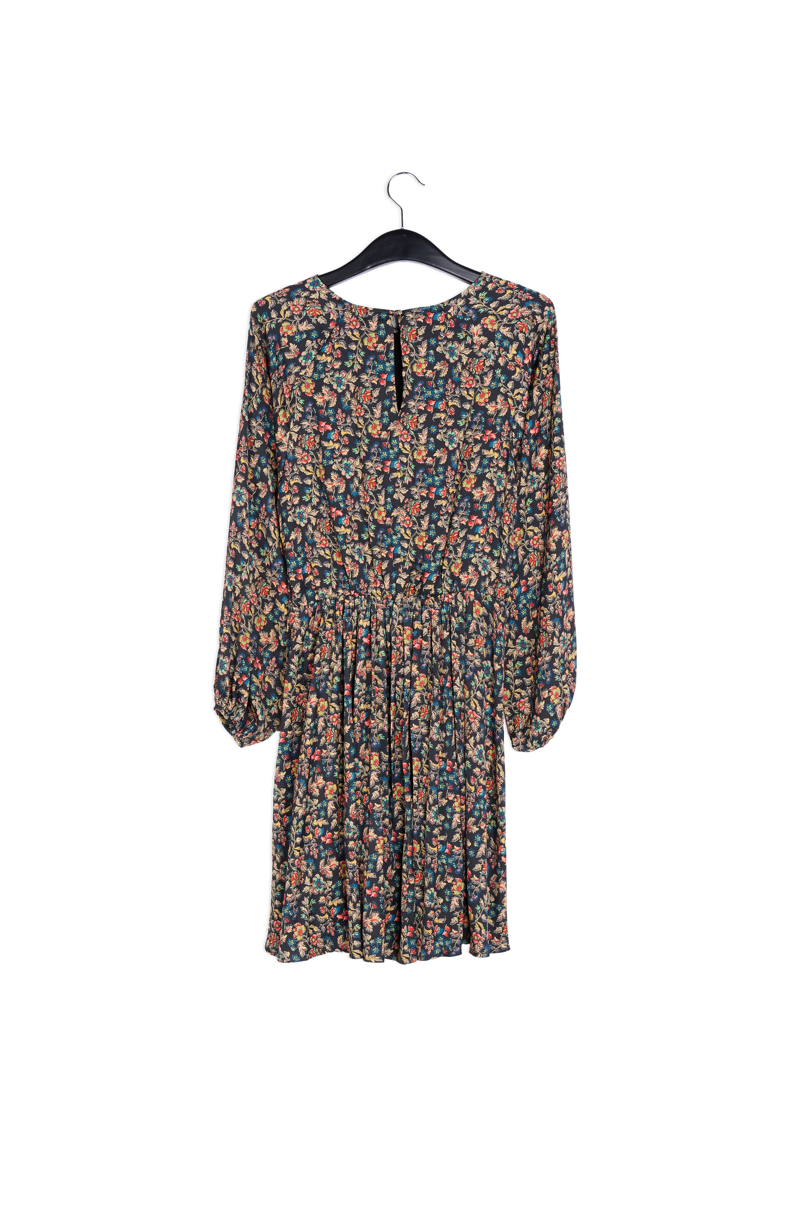 Roze gebloemde mini jurk met lange mouwen RE—SSENTIEL | Essentiel second hand