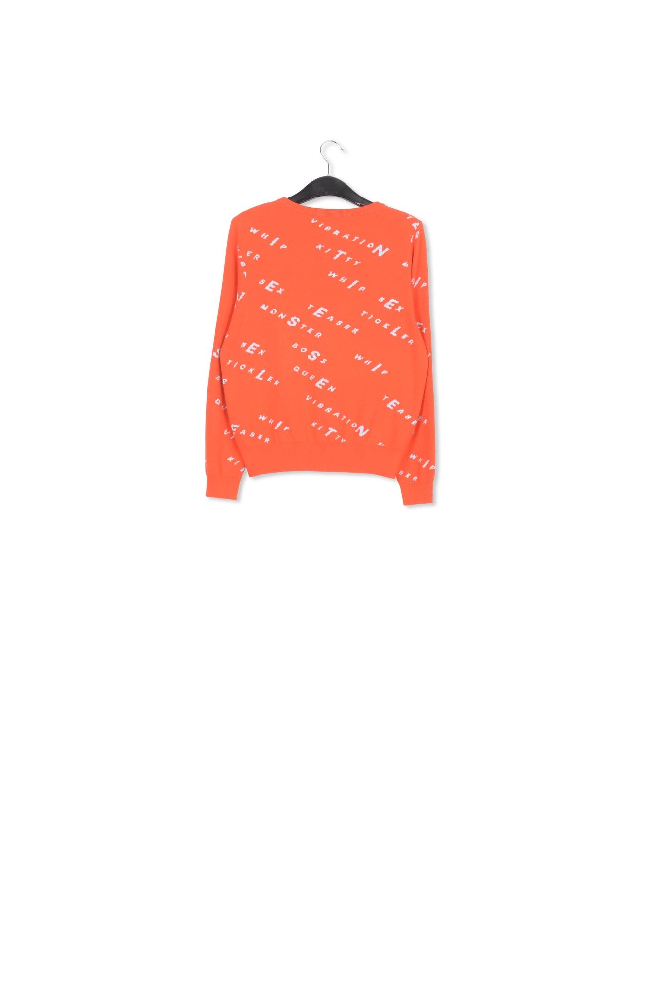 Orange knitted sweater with light blue print RE—SSENTIEL | Essentiel second hand