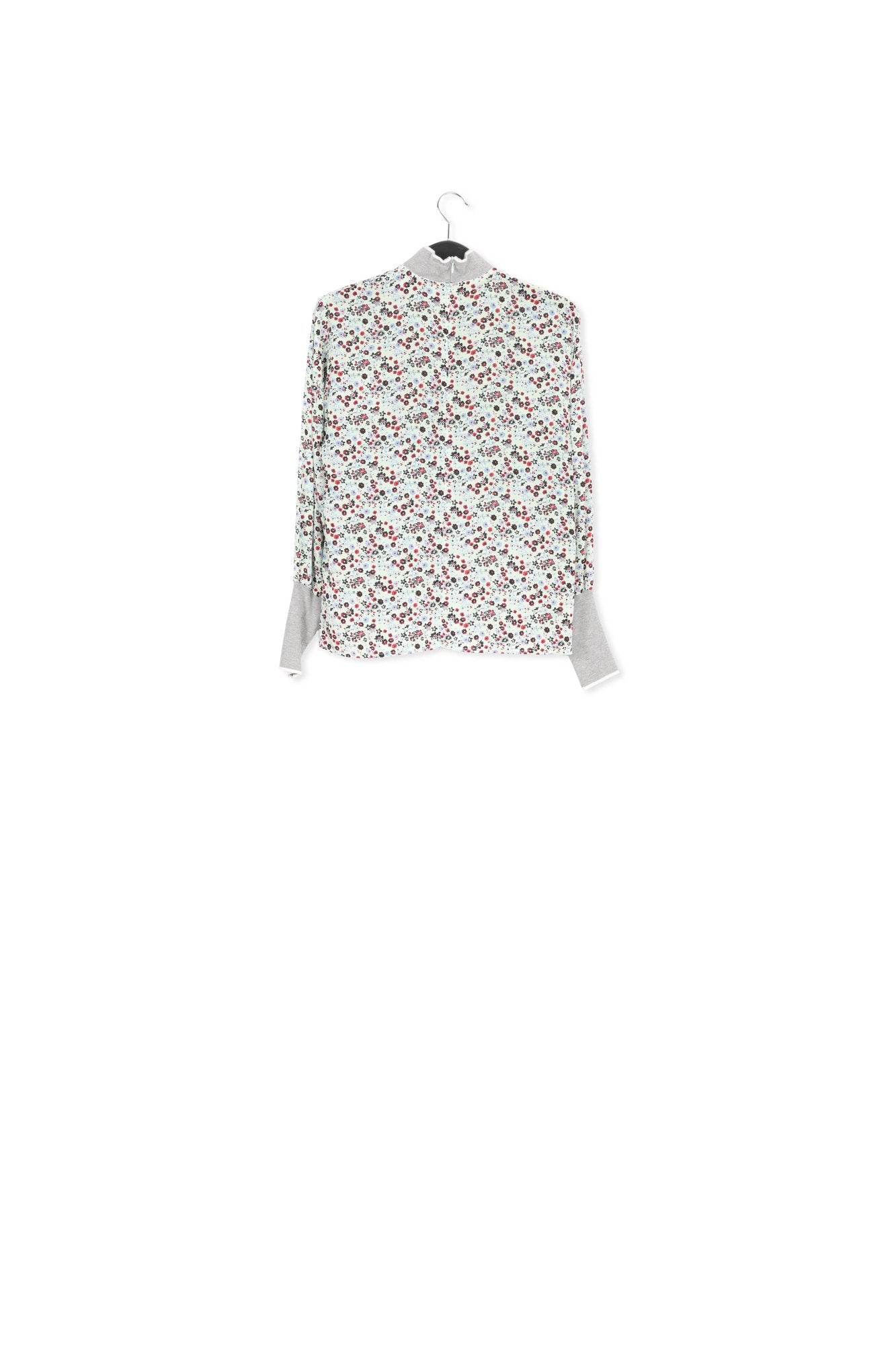 Mint green floral-print top with contrasting trims RE—SSENTIEL | Essentiel second hand