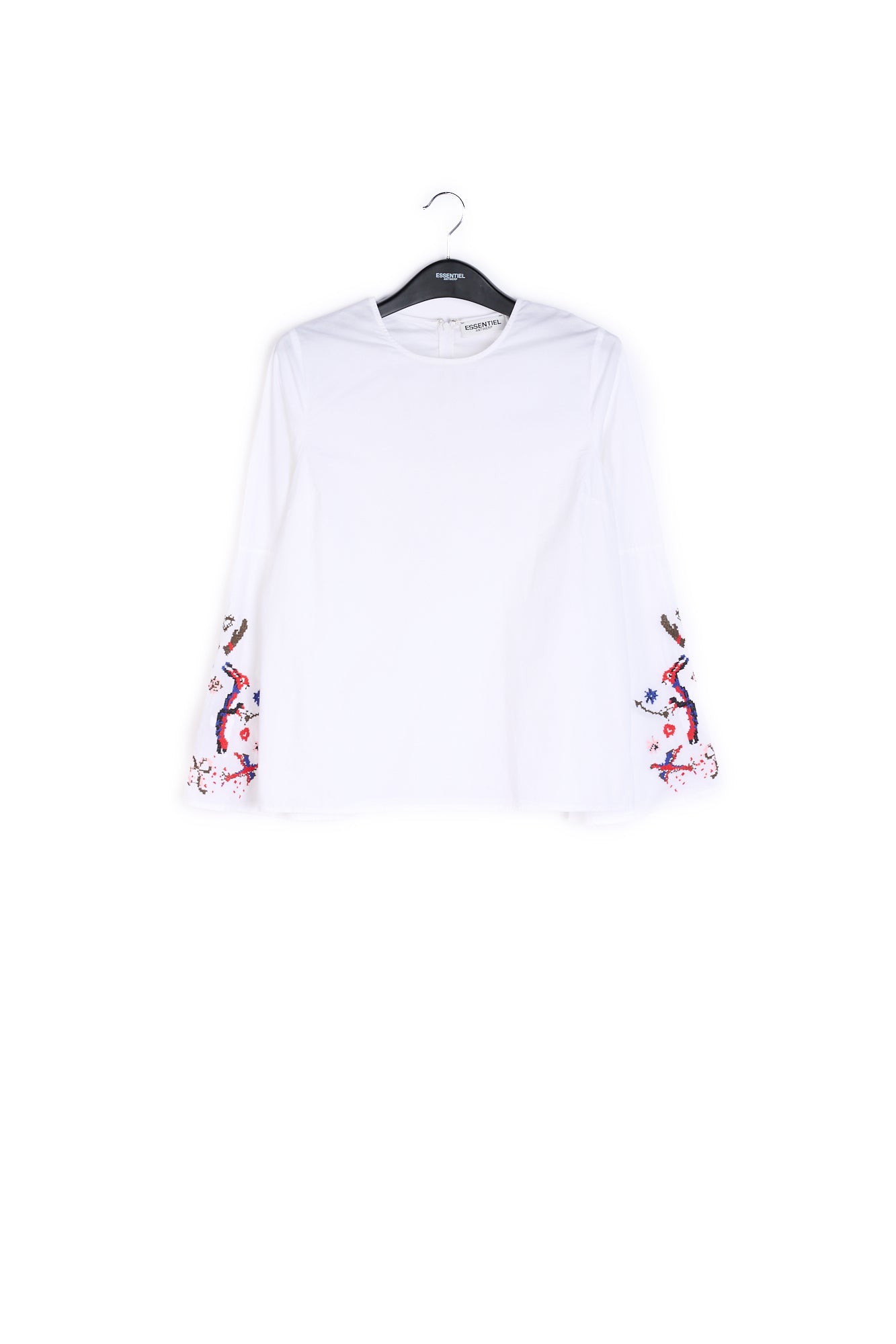 White embroidered trumpet sleeve top RE—SSENTIEL | Essentiel second hand