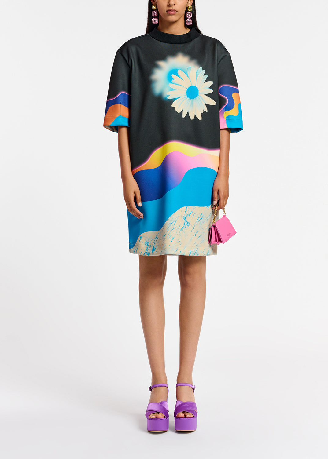 Robe noire à imprimé multicolore RE—SSENTIEL | Essentiel second hand