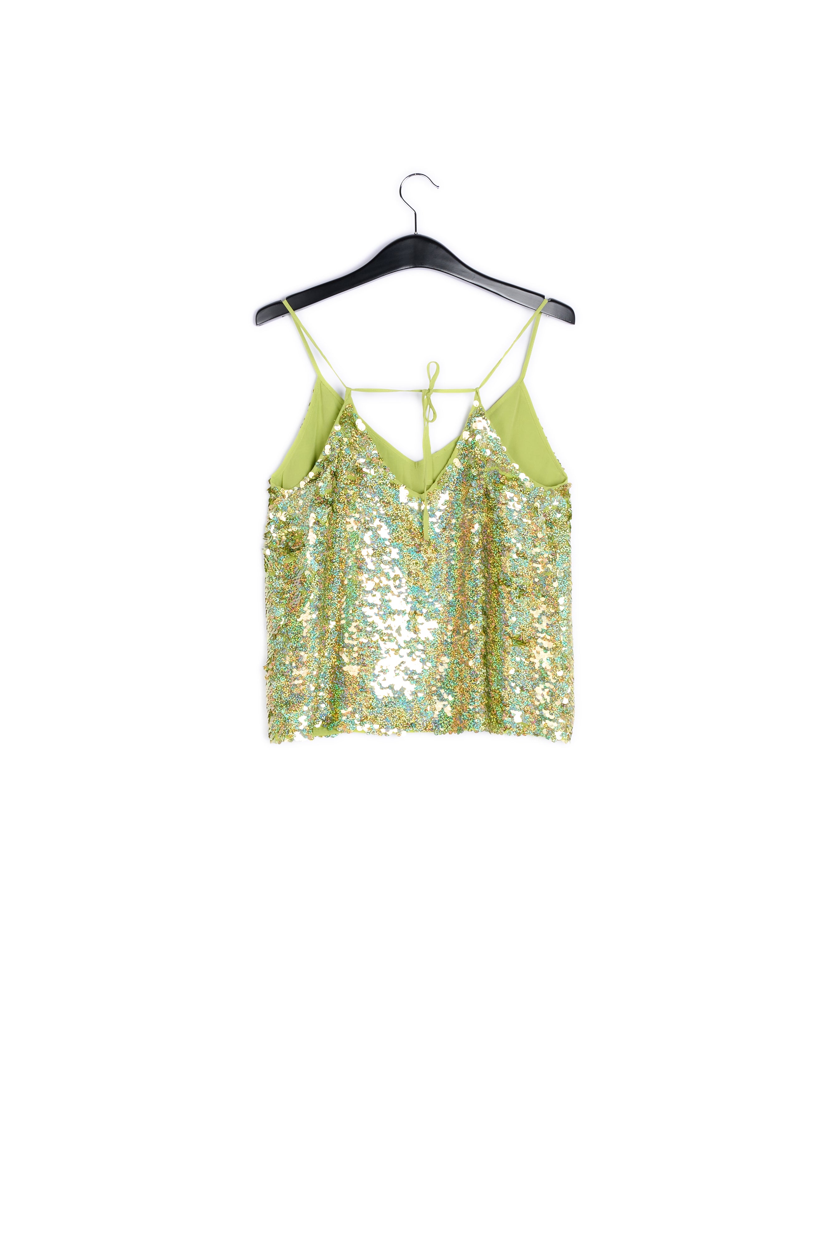 Olive green sequined camisole RE—SSENTIEL | Essentiel second hand