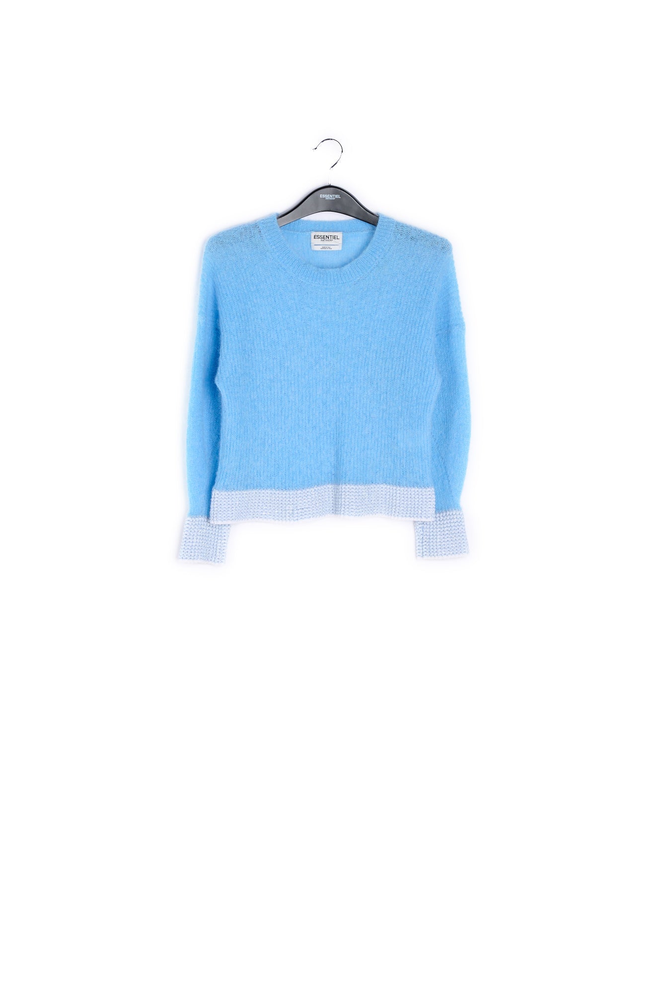 Turquoise summer sweater with contrasting trims RE—SSENTIEL | Essentiel second hand