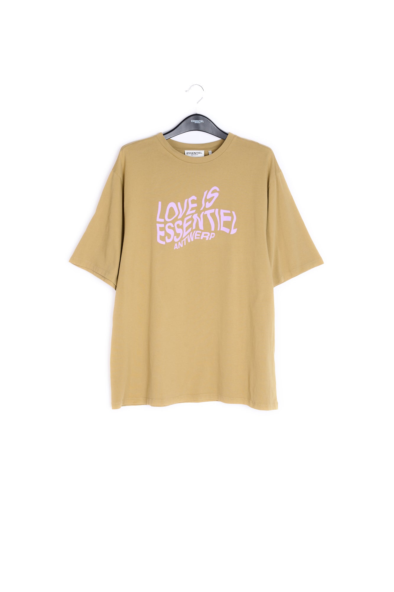Olive green blurred slogan cotton-jersey oversized t-shirt RE—SSENTIEL | Essentiel second hand