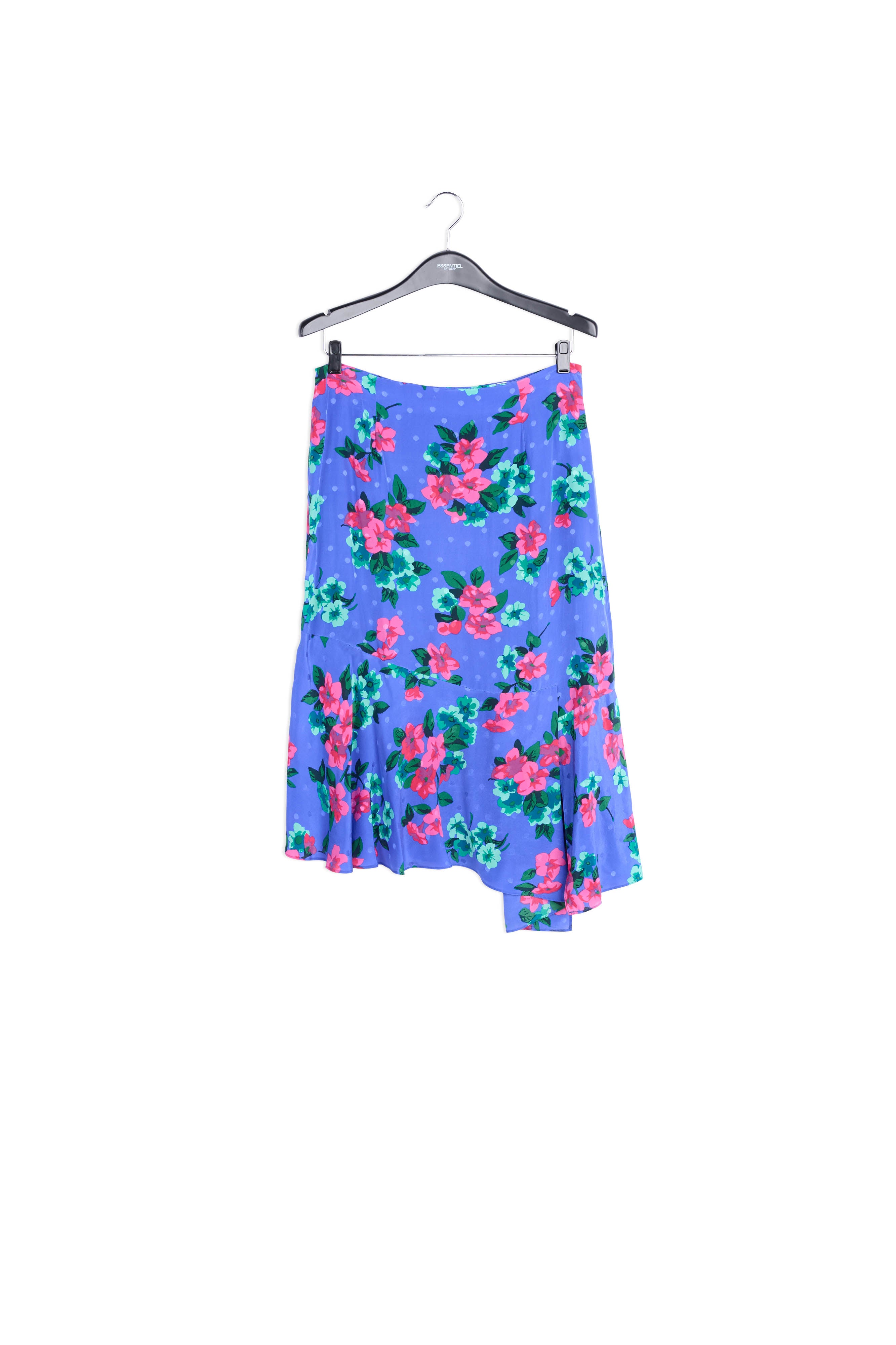 Jupe bleue en soie à fleurs et à pois RE—SSENTIEL | Essentiel second hand