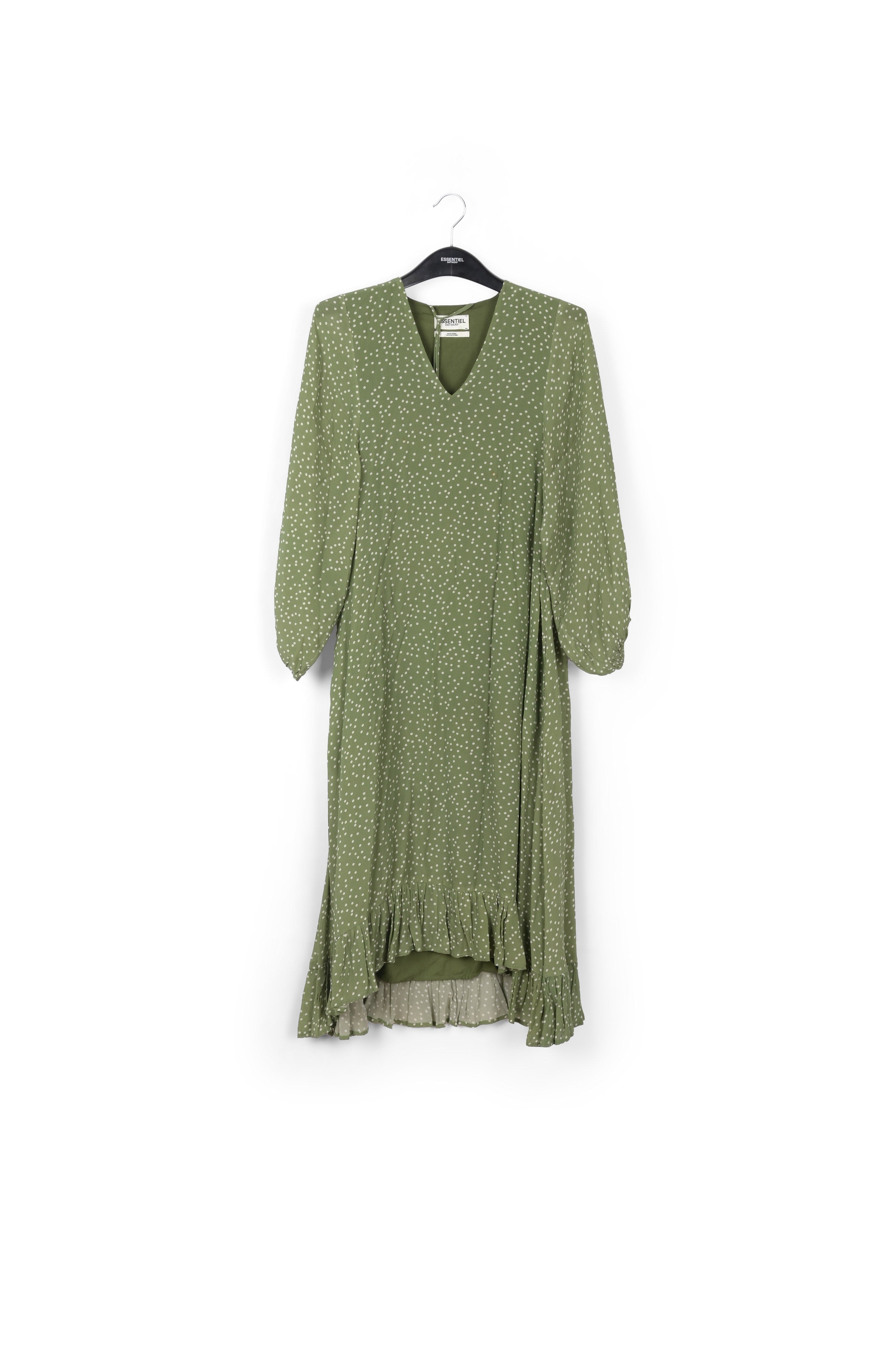 Robe midi verte à pois RE—SSENTIEL | Essentiel second hand