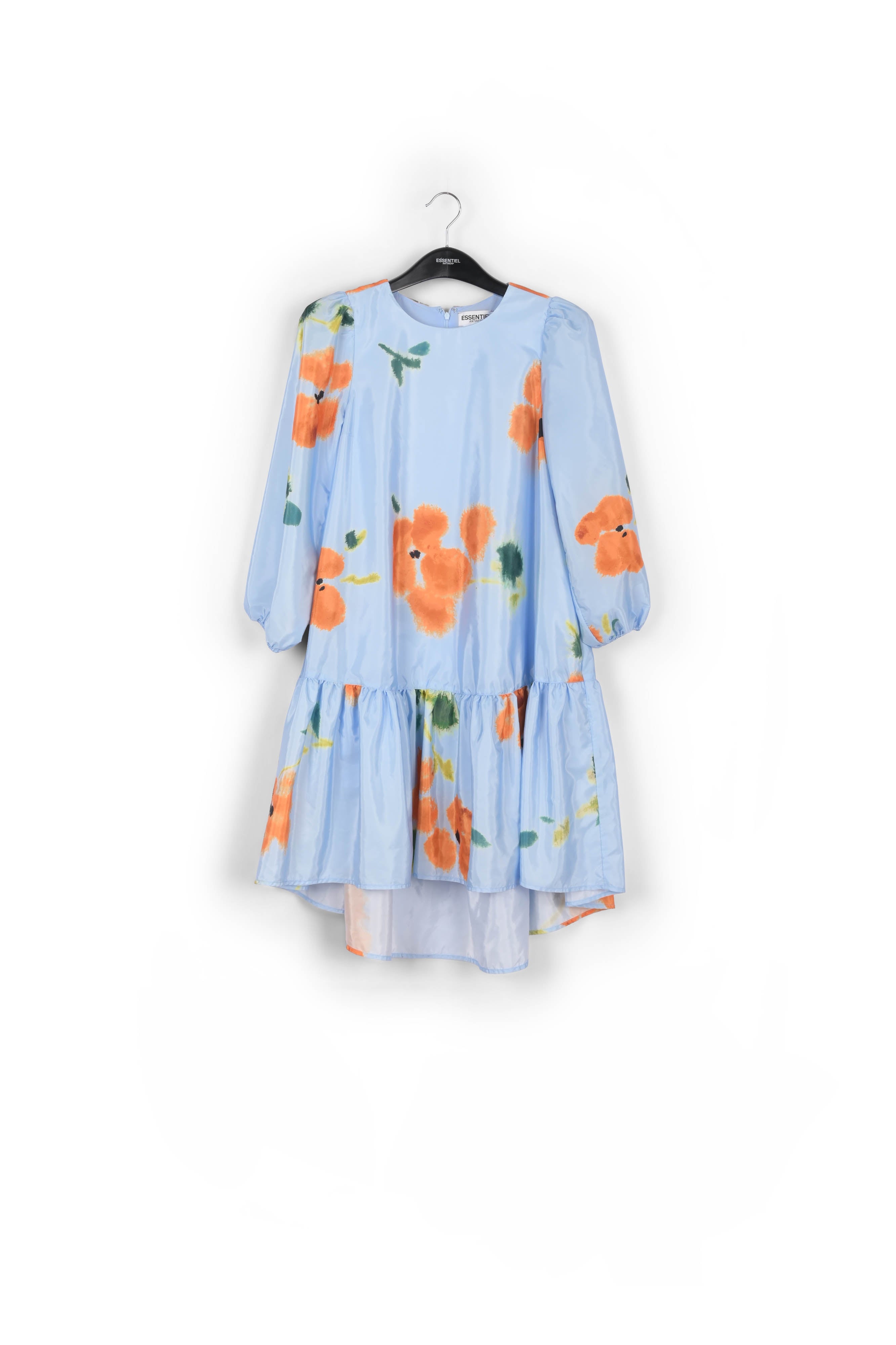 Blue floral print oversized mini dress RE—SSENTIEL | Essentiel second hand