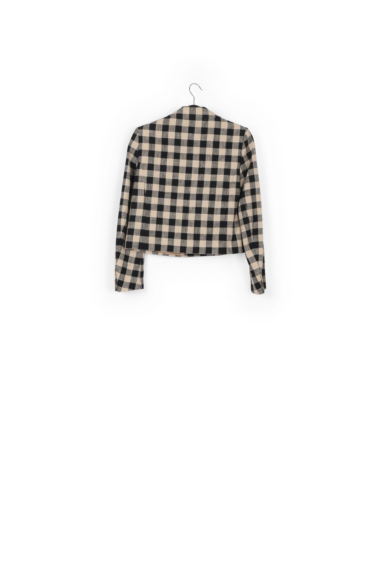 Black and beige checkered cropped blazer RE—SSENTIEL | Essentiel second hand