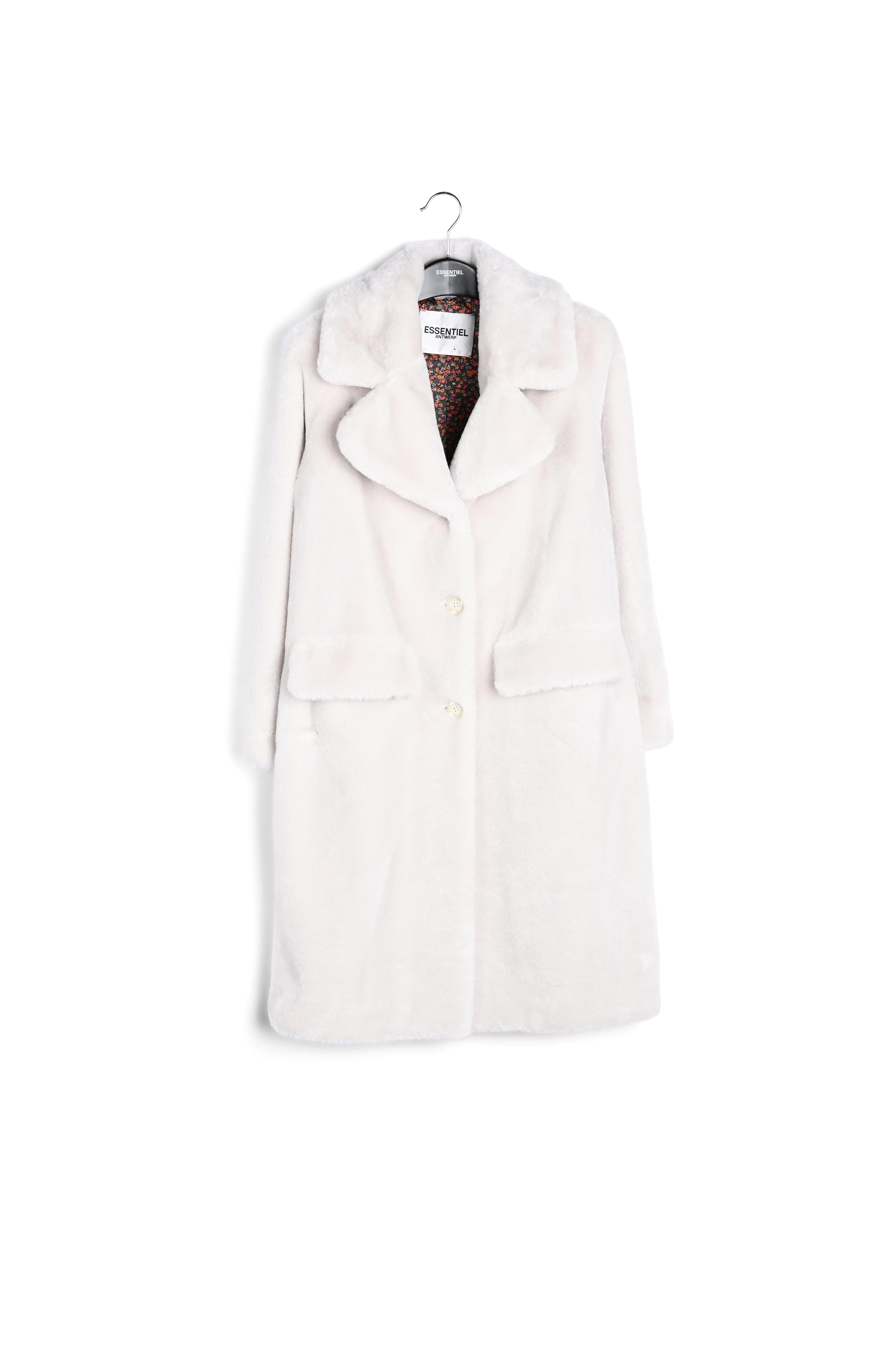 Off-white recycled faux fur coat RE—SSENTIEL | Essentiel second hand