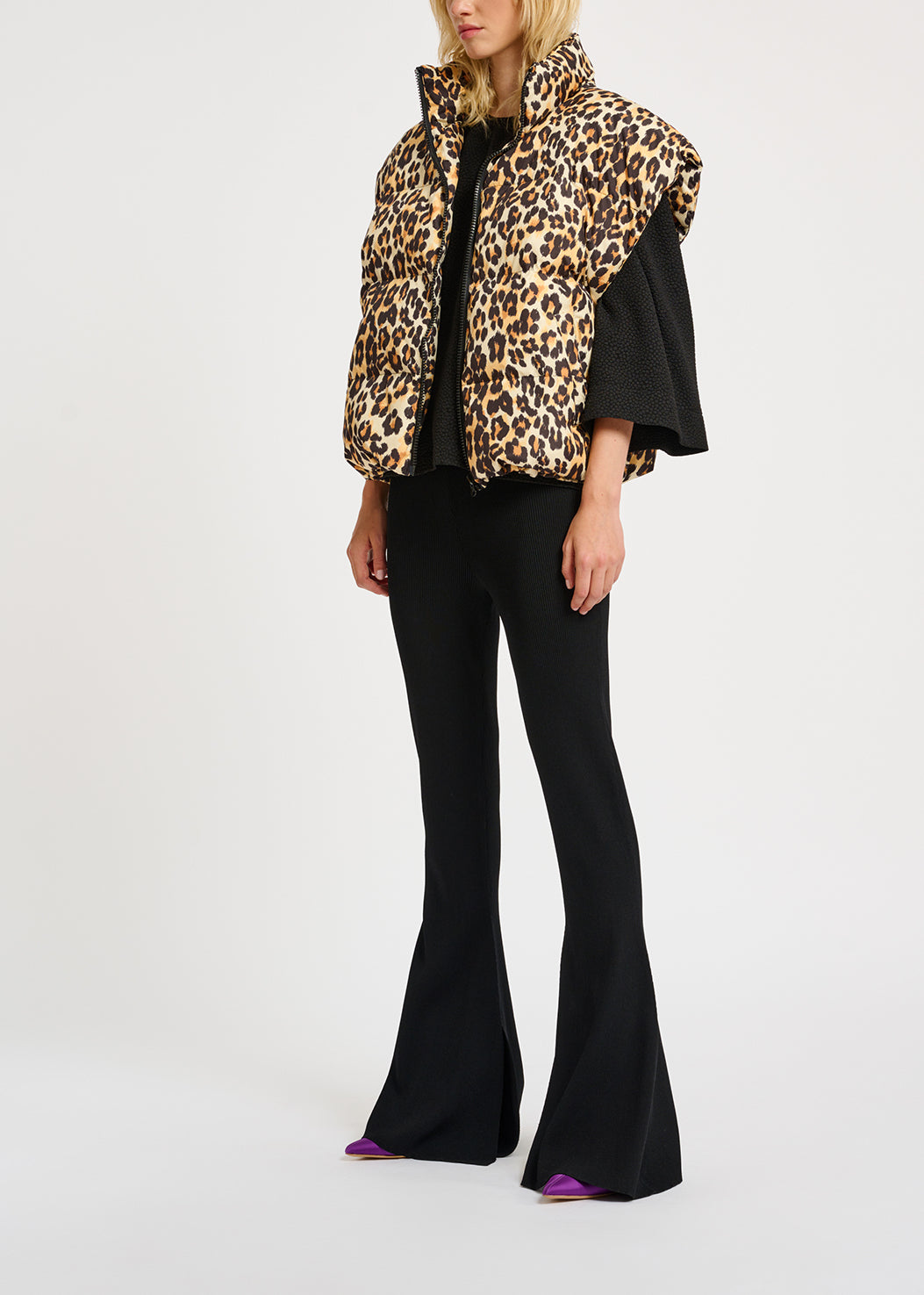 Leopard-print puffer vest RE—SSENTIEL | Essentiel second hand