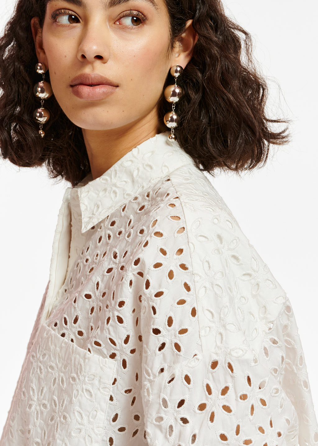 White broderie anglaise cotton shirt RE—SSENTIEL | Essentiel second hand