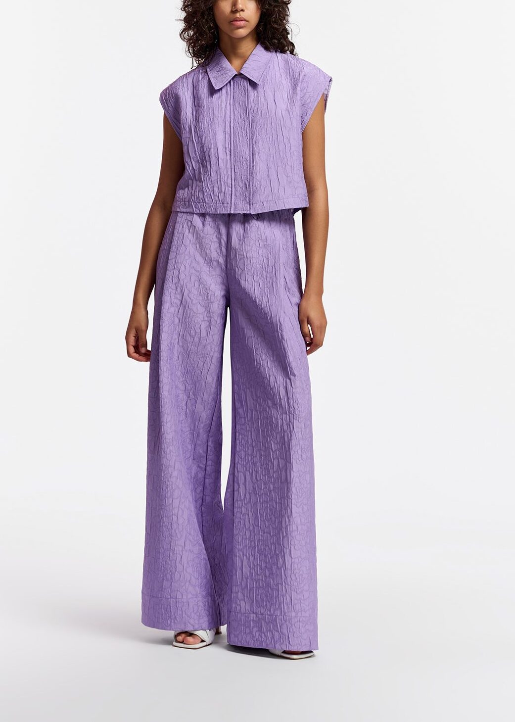 Courte chemise en jacquard fleuri lilas RE—SSENTIEL | Essentiel second hand