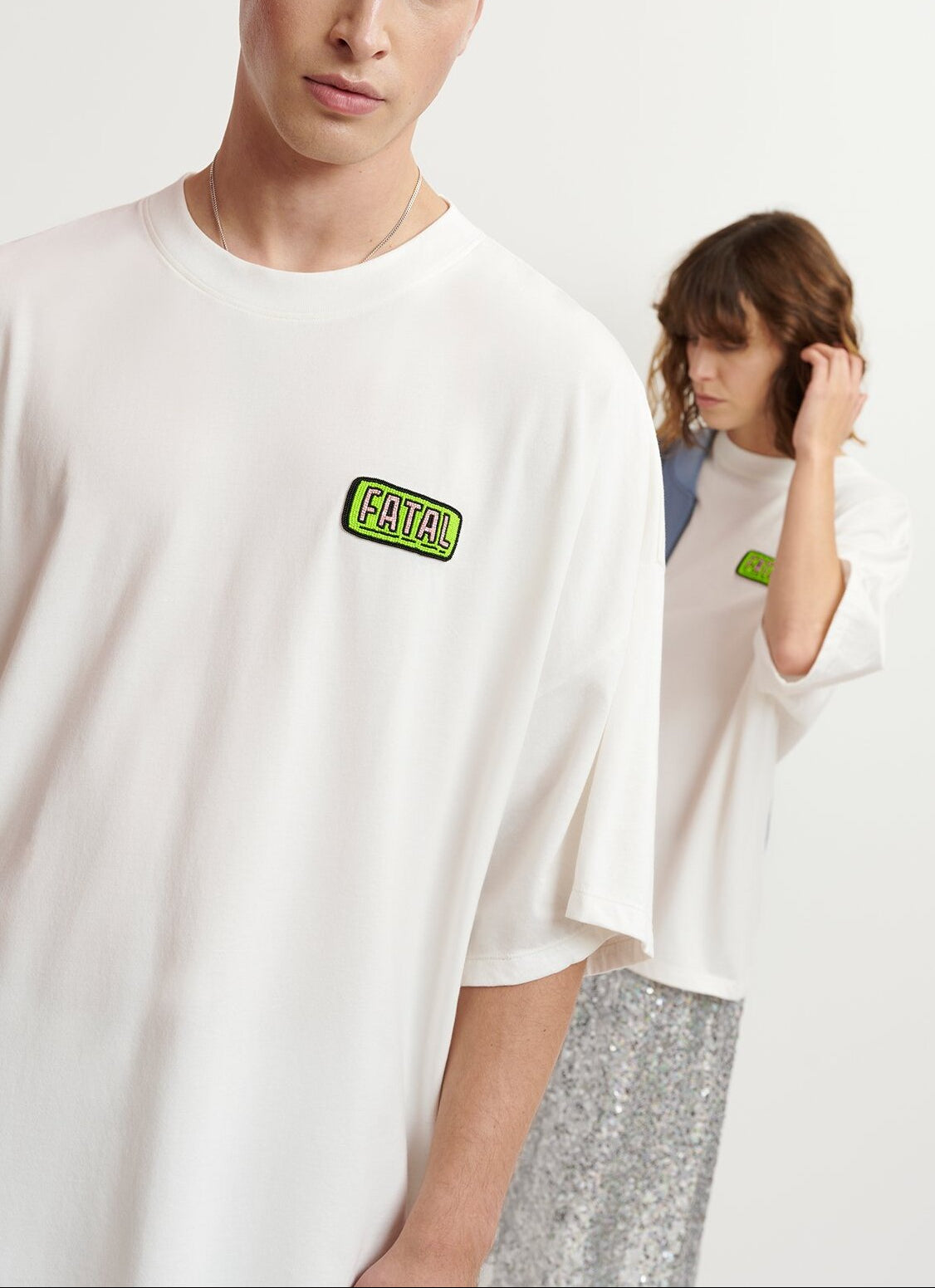 Off-white organic cotton T-shirt with embroidery RE—SSENTIEL | Essentiel second hand