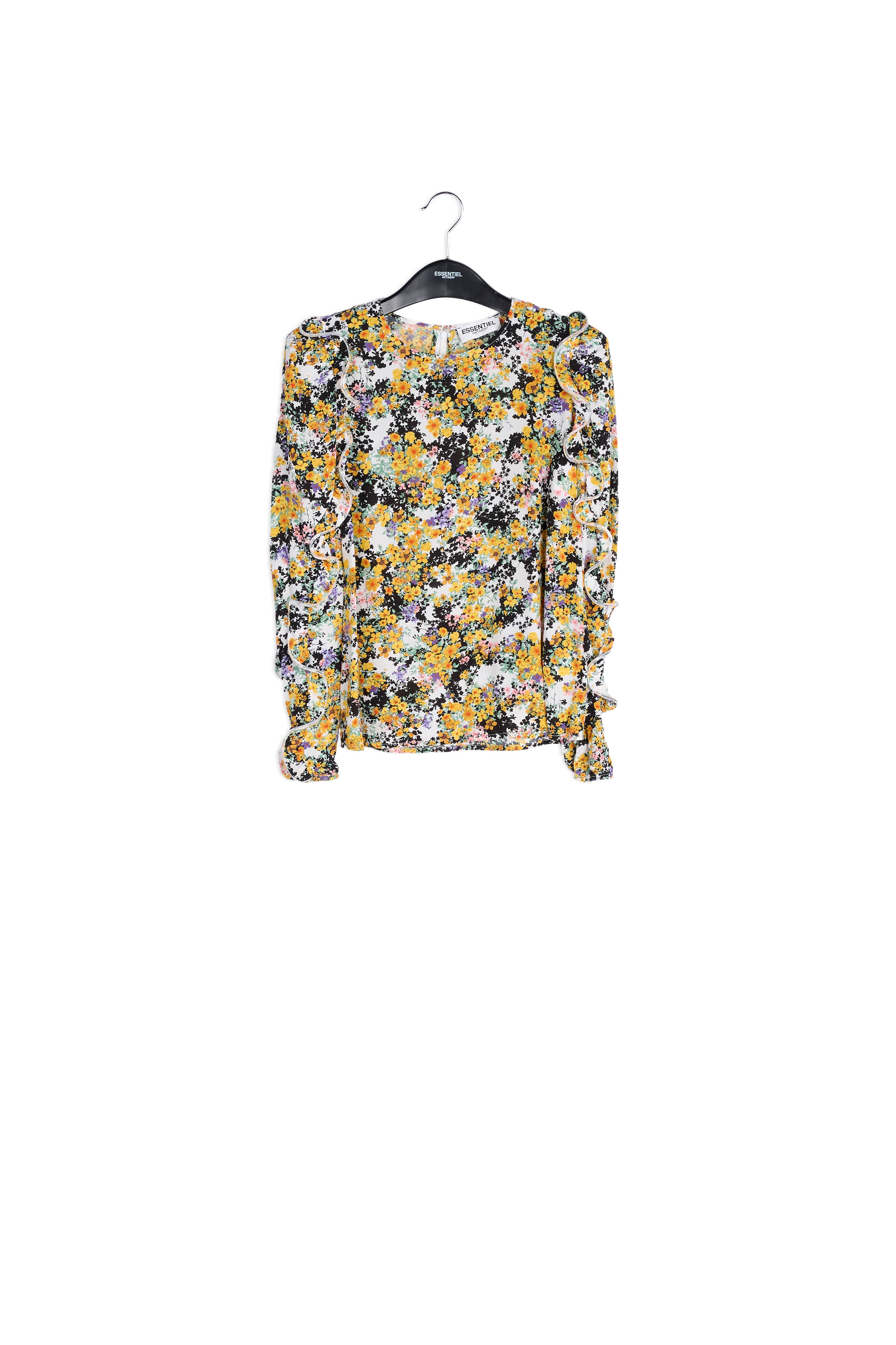 Off-white ruffled floral-print top RE—SSENTIEL | Essentiel second hand
