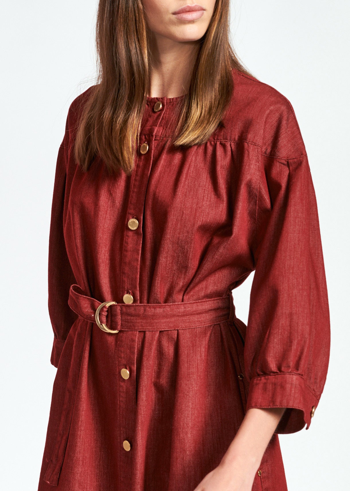 Bordeaux mini-jeansjurk RE—SSENTIEL | Essentiel second hand