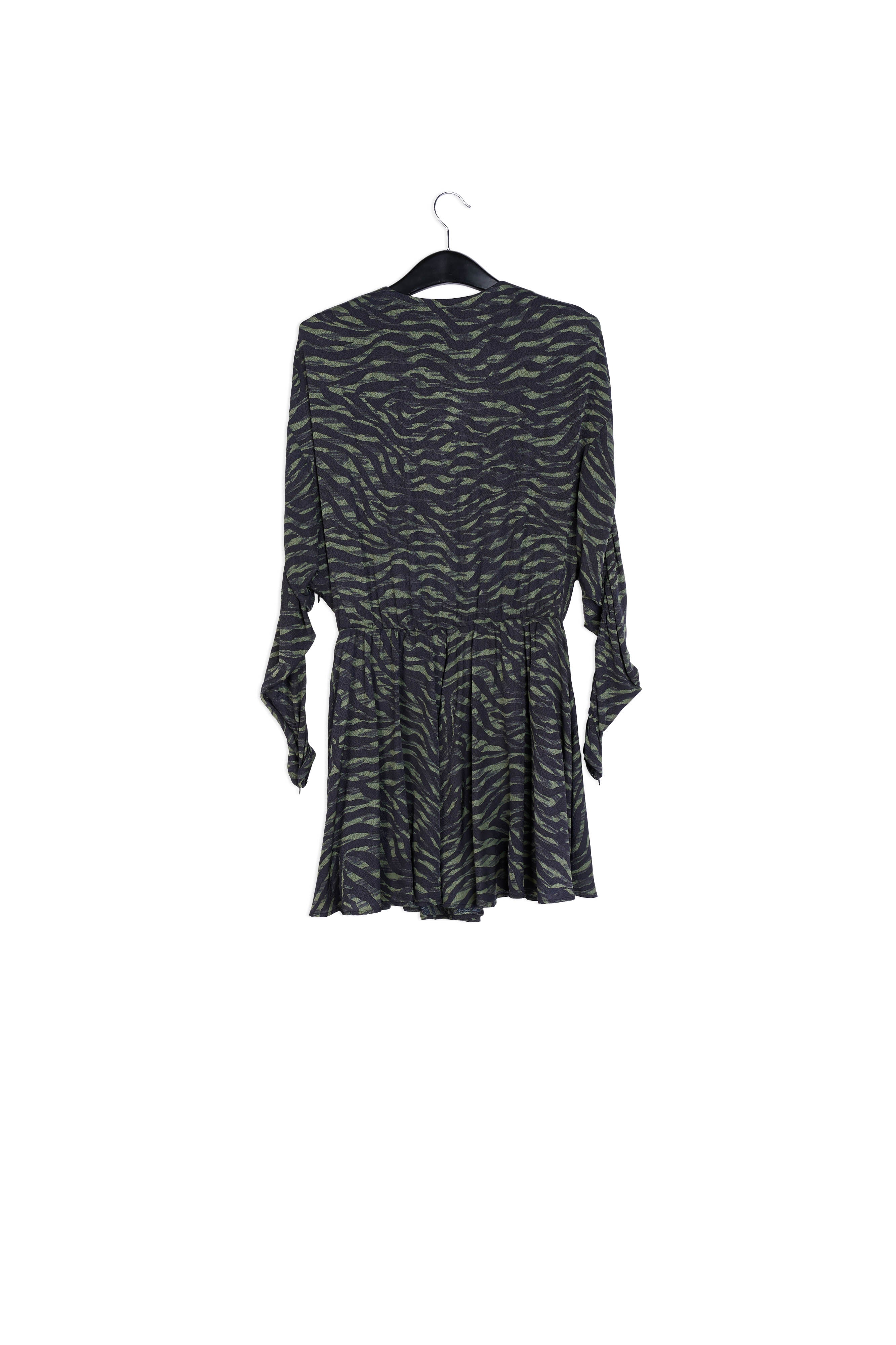 Mini-jurk met kaki en zwarte zebraprint RE—SSENTIEL | Essentiel second hand