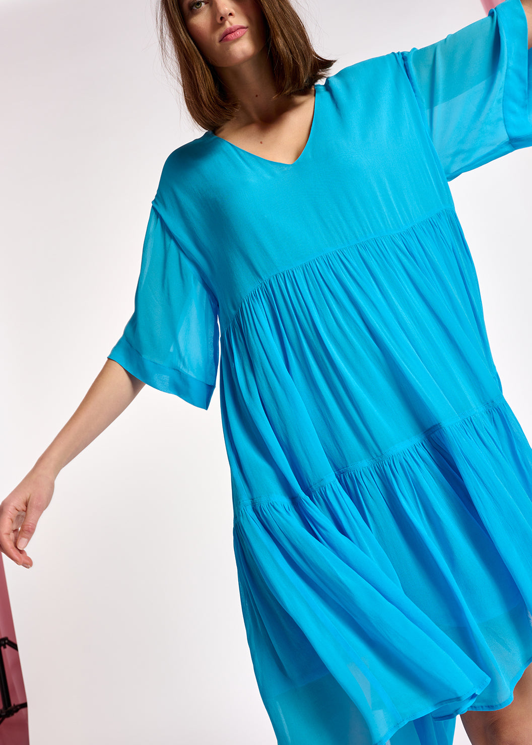 Blue tiered mini dress RE—SSENTIEL | Essentiel second hand