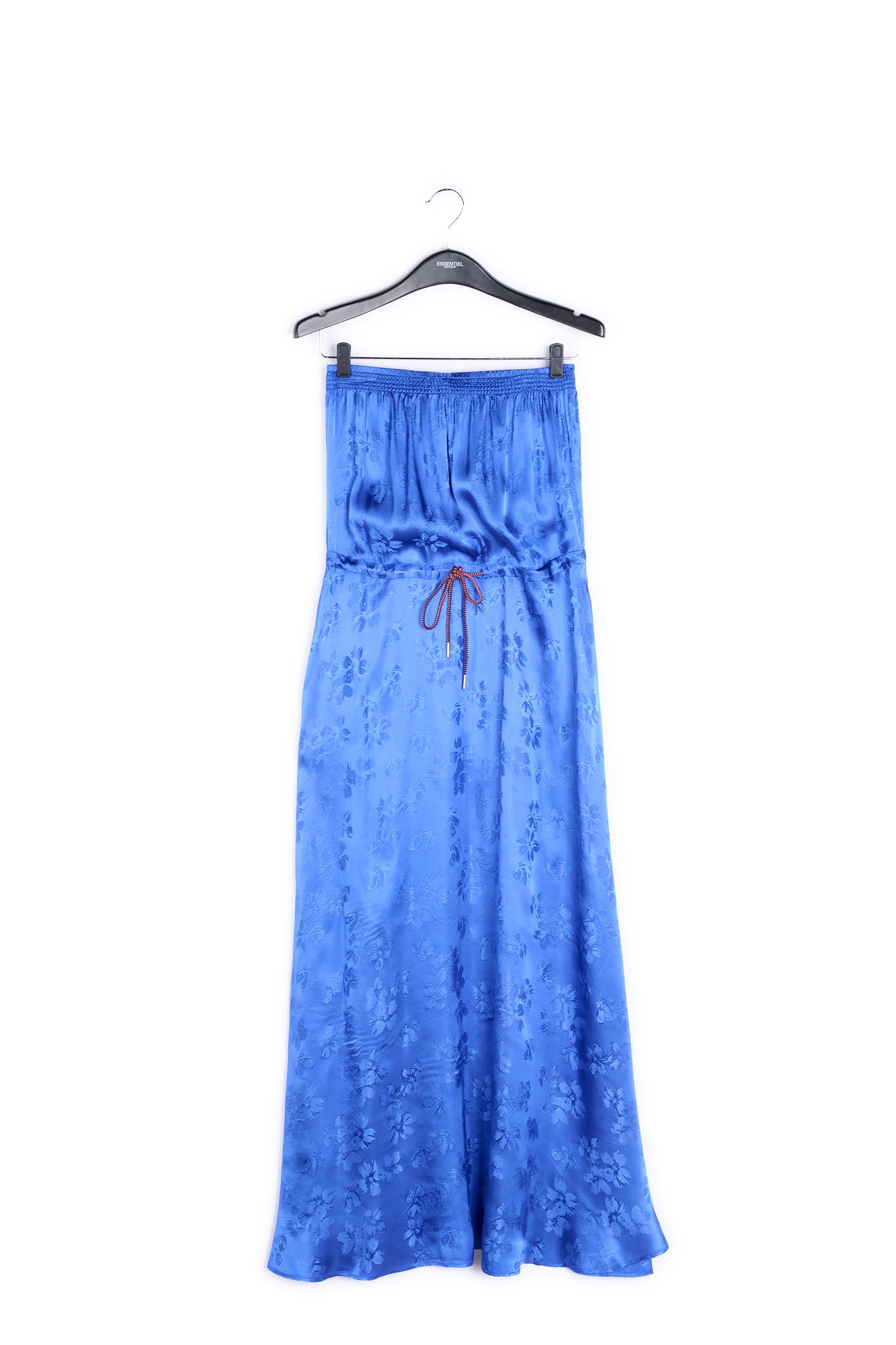 Cobalt blue floral-print jacquard maxi dress RE—SSENTIEL | Essentiel second hand