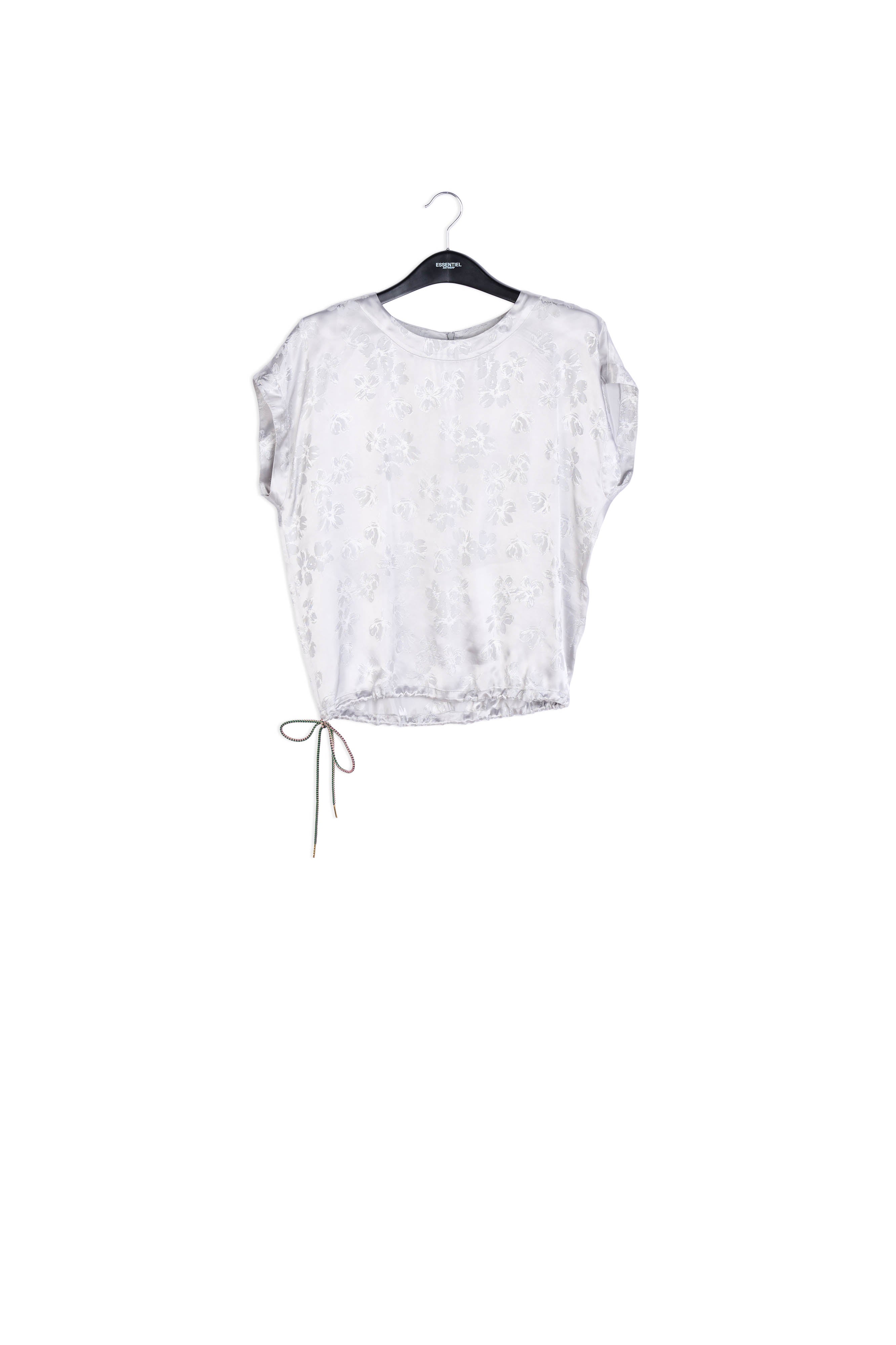 Grey floral-print jacquard top RE—SSENTIEL | Essentiel second hand