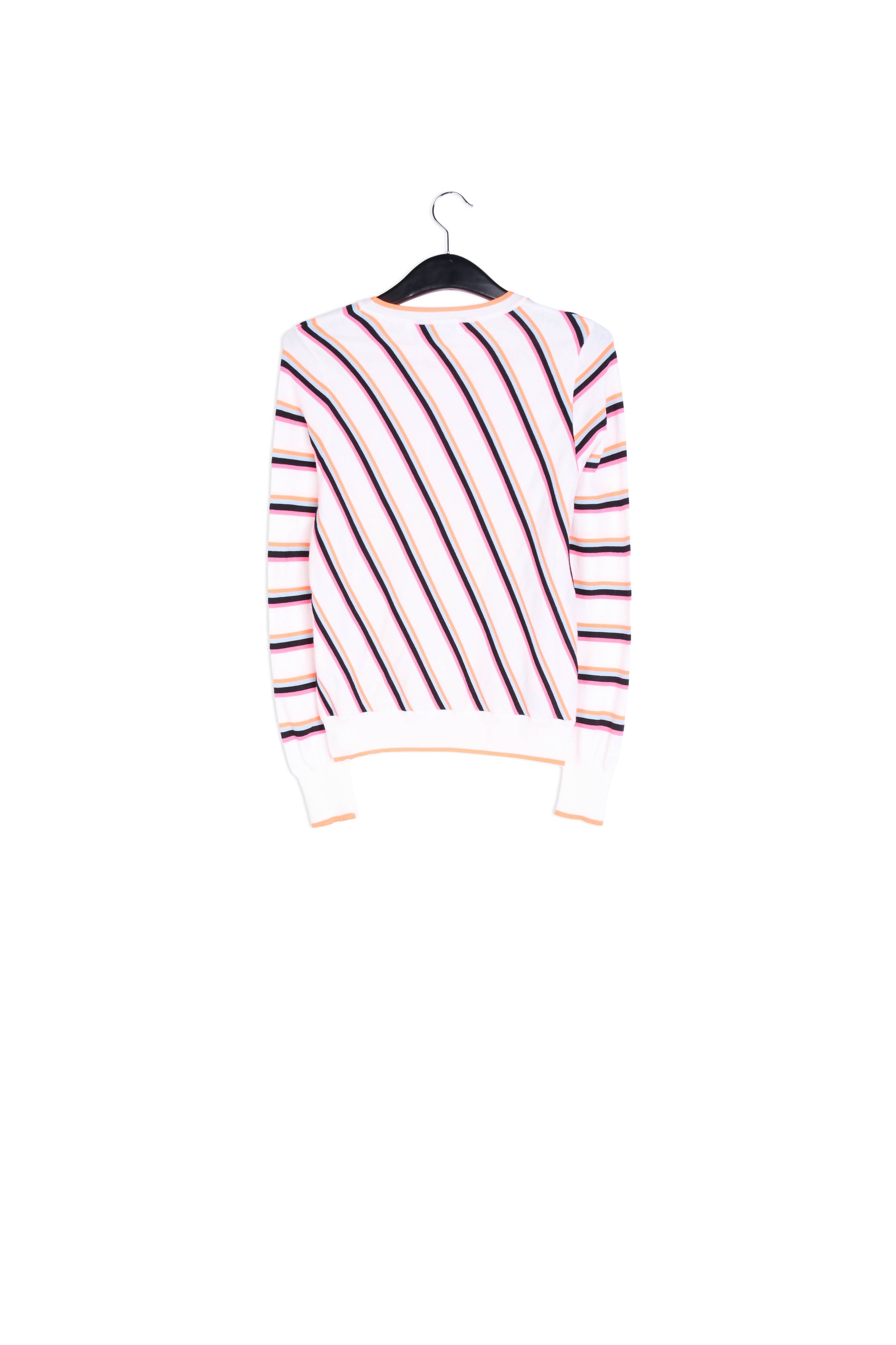 Off-white sweater with neon stripes RE—SSENTIEL | Essentiel second hand