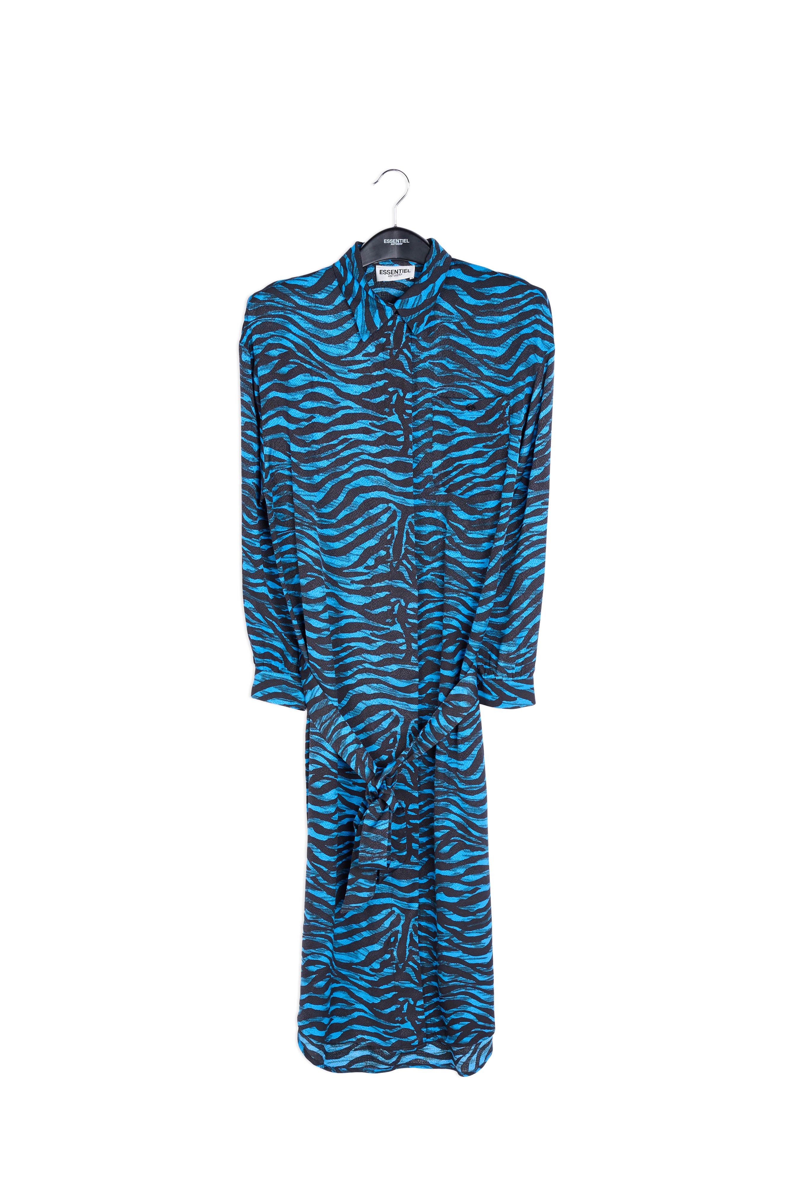 Green and black zebra print midi shirt dress RE—SSENTIEL | Essentiel second hand