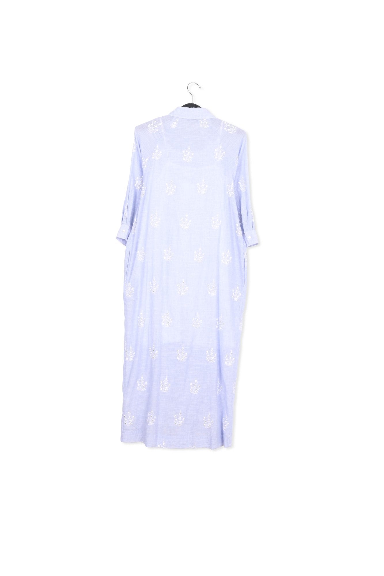 Light blue embellished embroidered cotton shirt dress RE—SSENTIEL | Essentiel second hand