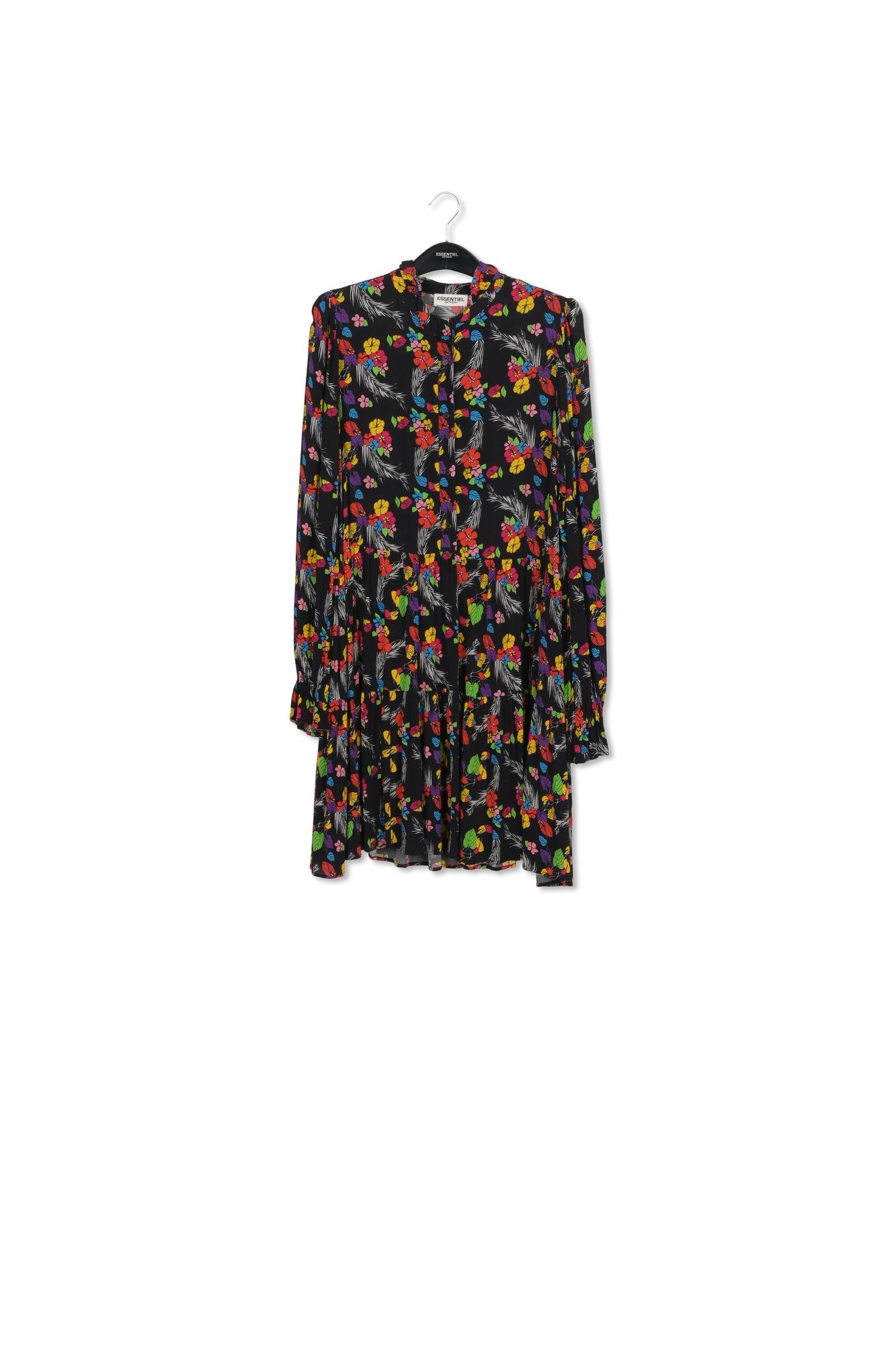 Black tropical print mini dress RE—SSENTIEL | Essentiel second hand