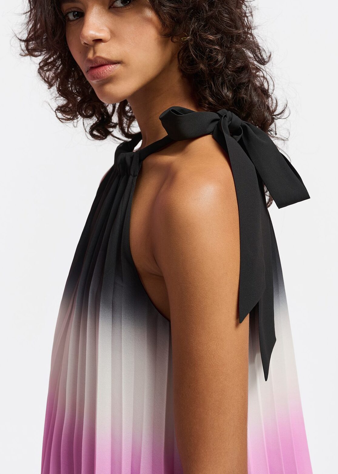 Multicolor plissé halter neck top with gradient effect RE—SSENTIEL | Essentiel second hand