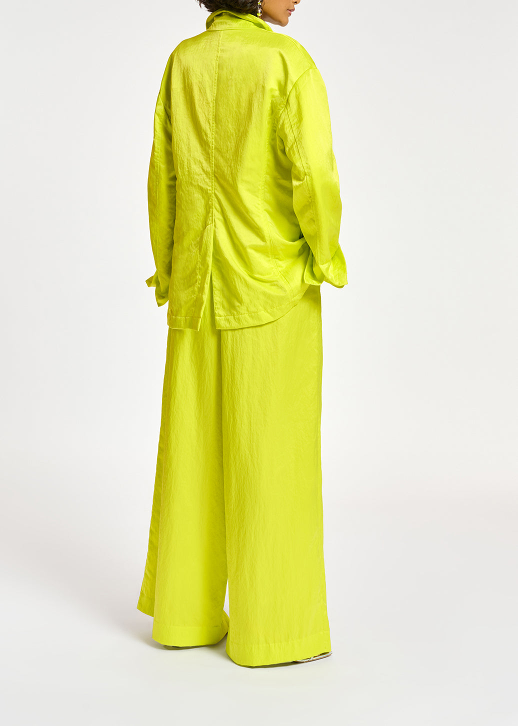 Lime green single-breasted satin blazer RE—SSENTIEL | Essentiel second hand